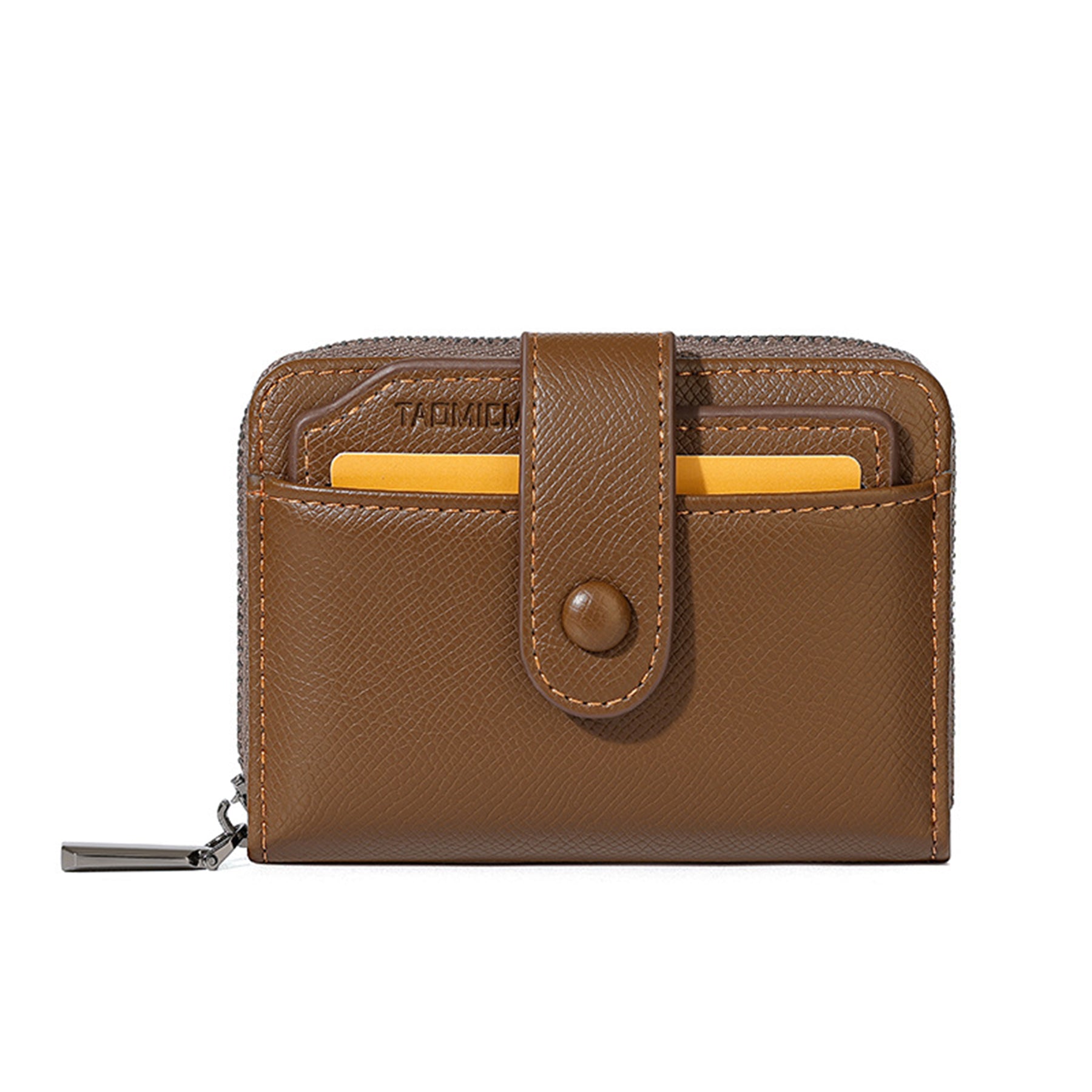Leather Zipper Credit Card Case