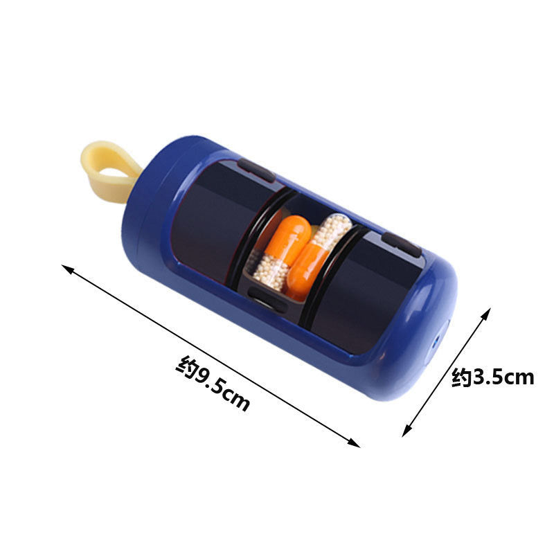 Portable Three-Compartment Windowable Pill Box