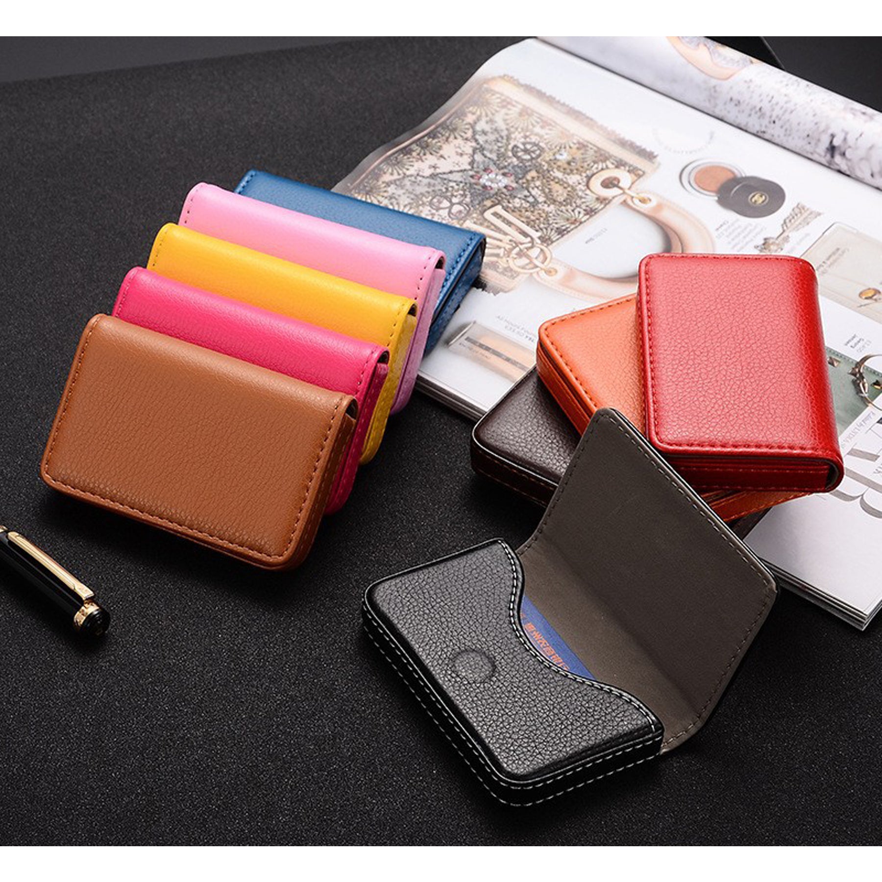 Pu Leather Magnetic Business Card Case