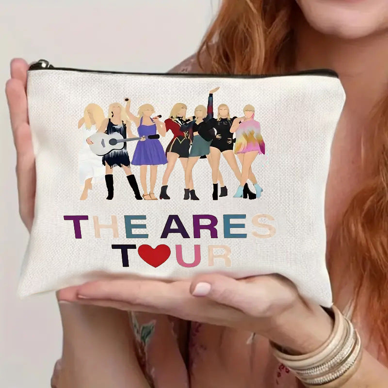 Linen Double-Sided Printed Zipper Bag/Cosmetic Bag