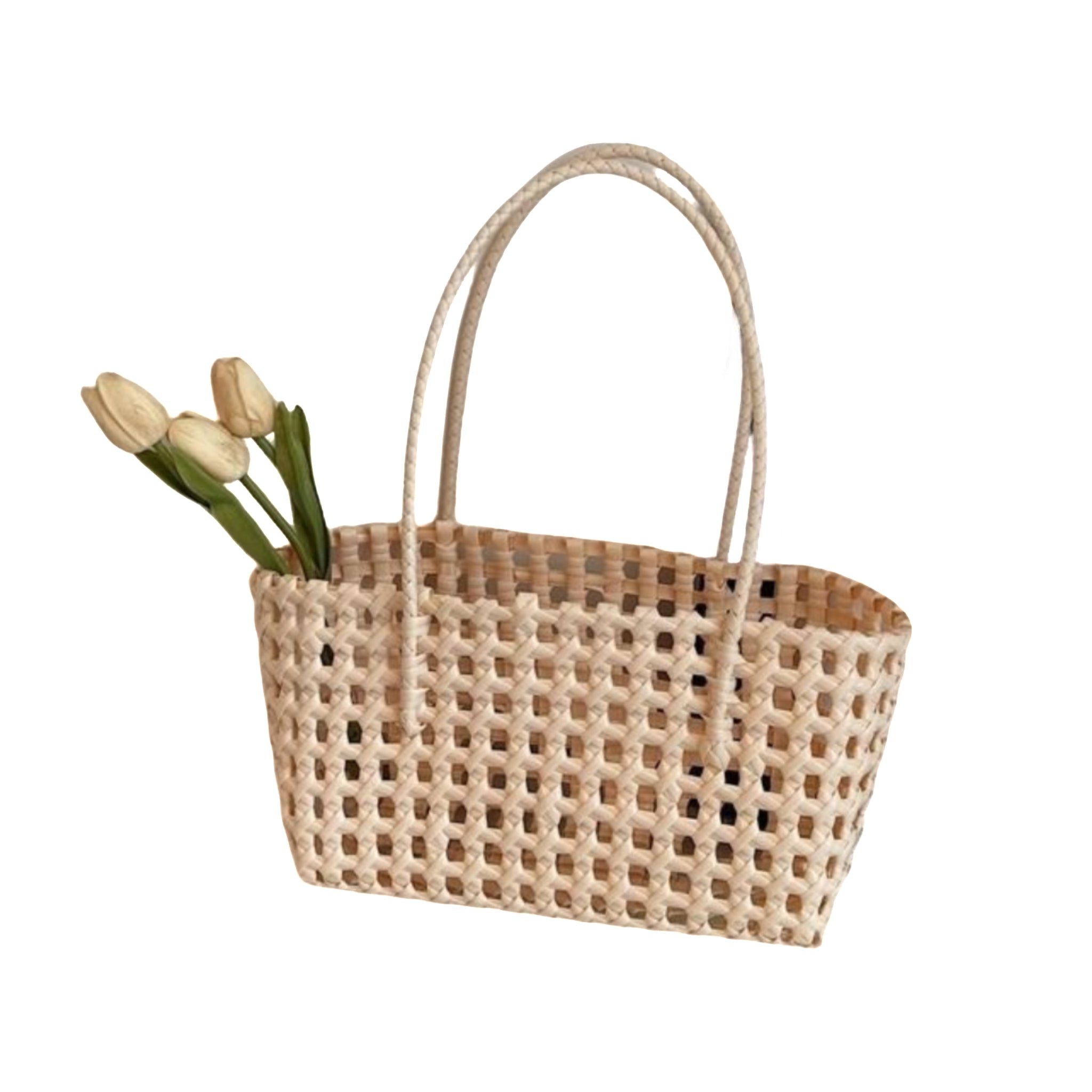 Openwork Crochet PVC Beach Tote Market Bag