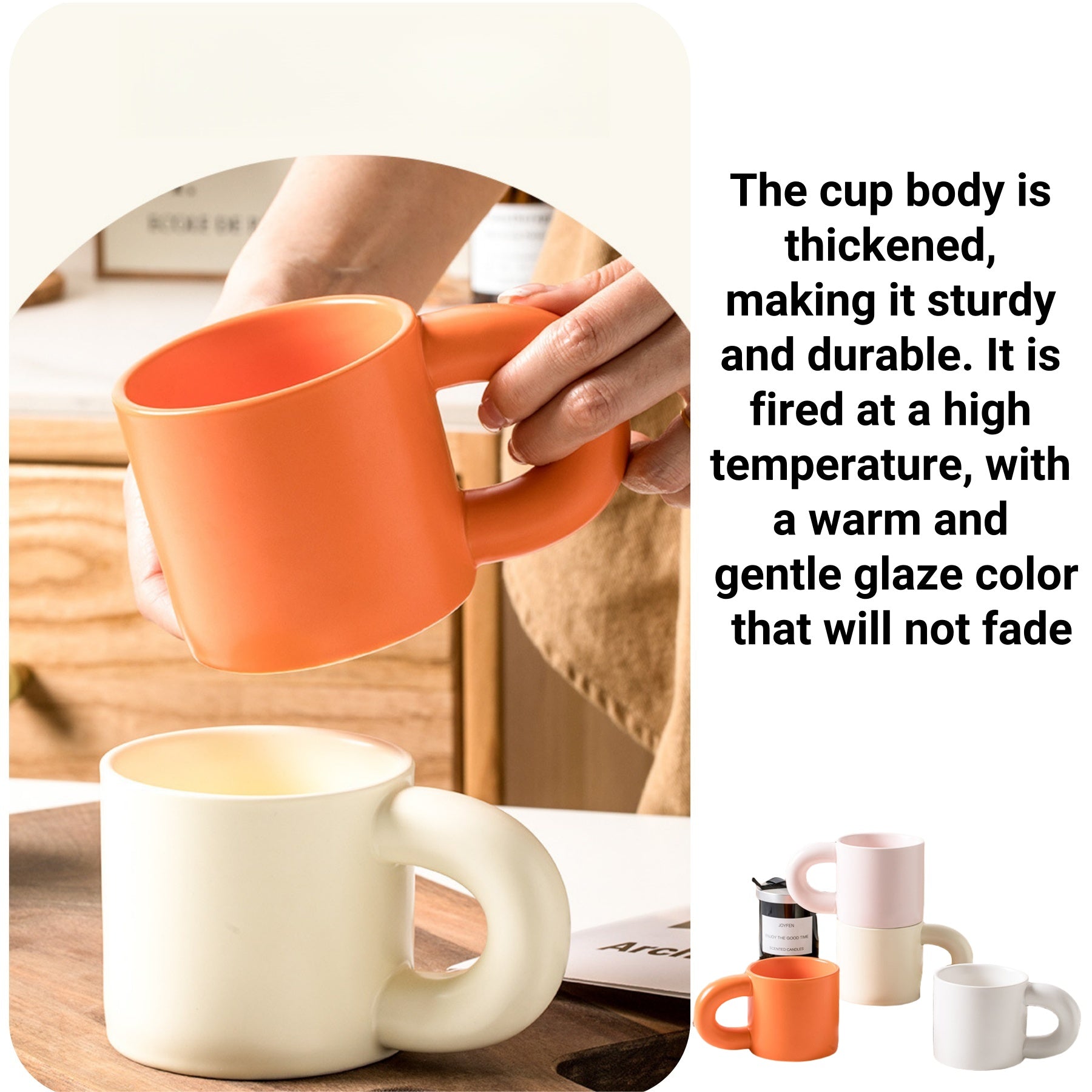 Ceramic Coffee Cup With A Thick Handle