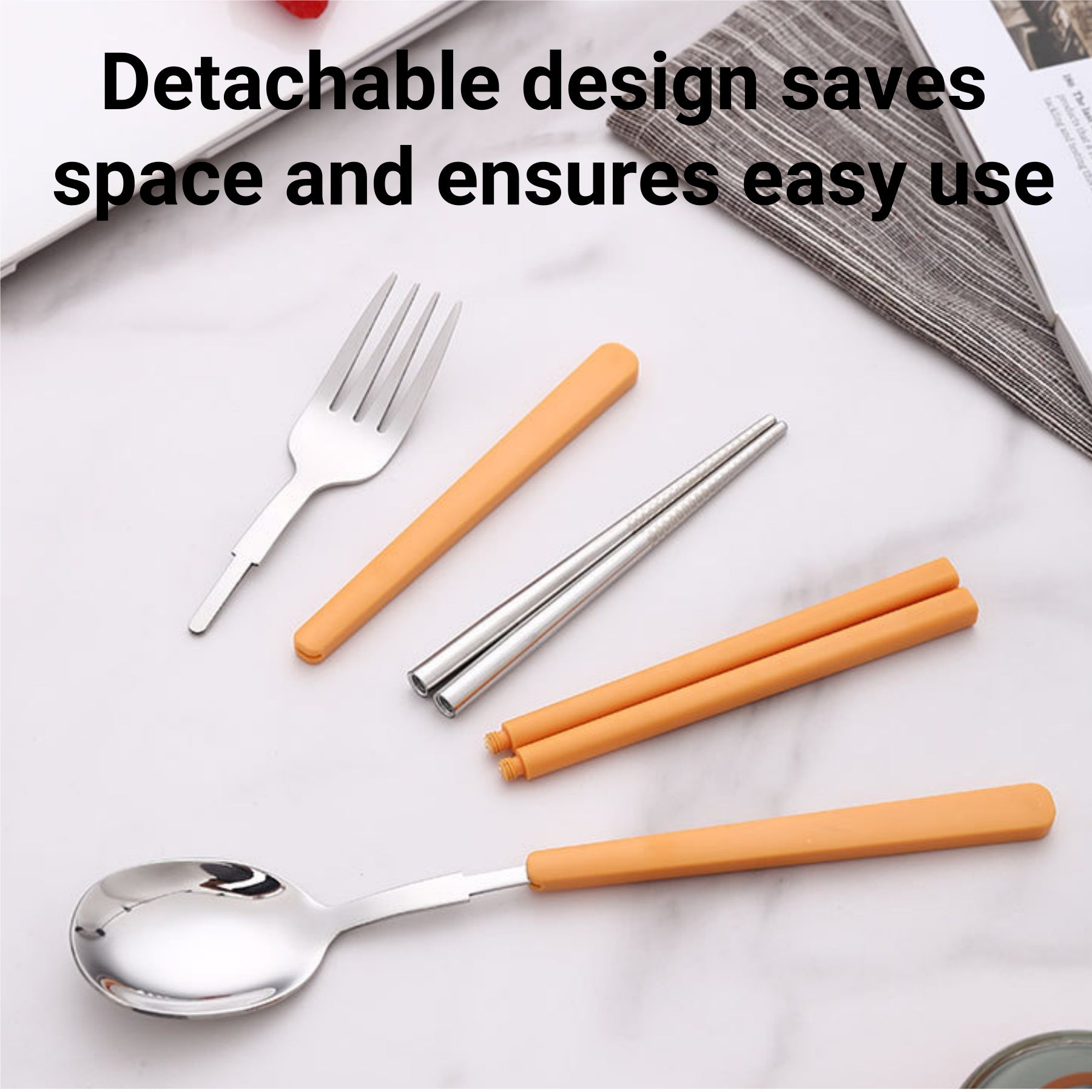 304 Stainless Steel Portable Three-piece Tableware Set