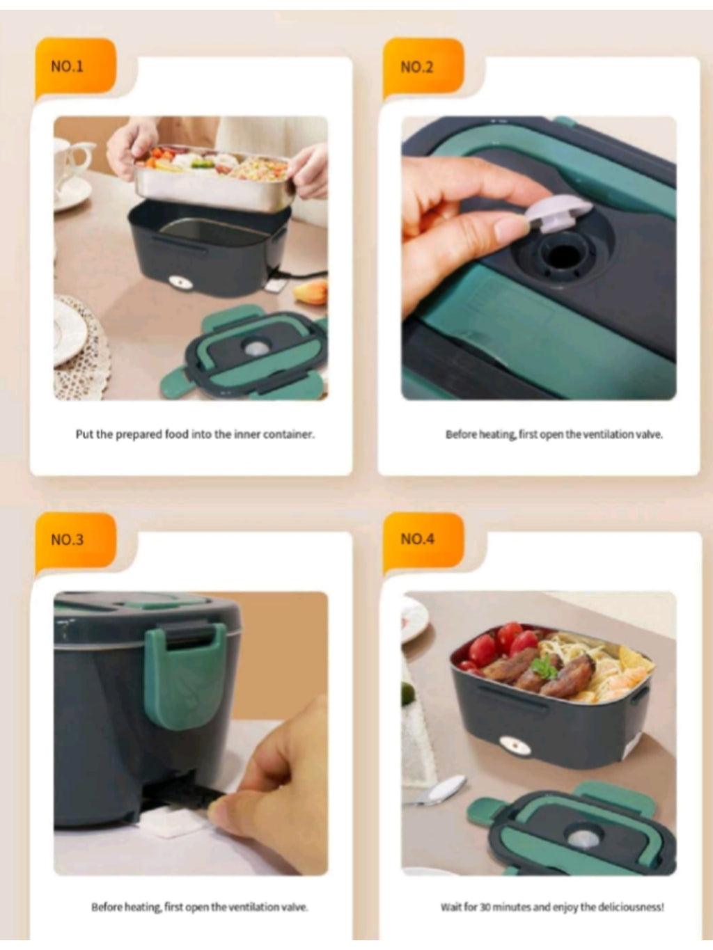 Stainless Steel Electric Lunch Box - Office Food Warmer 110V