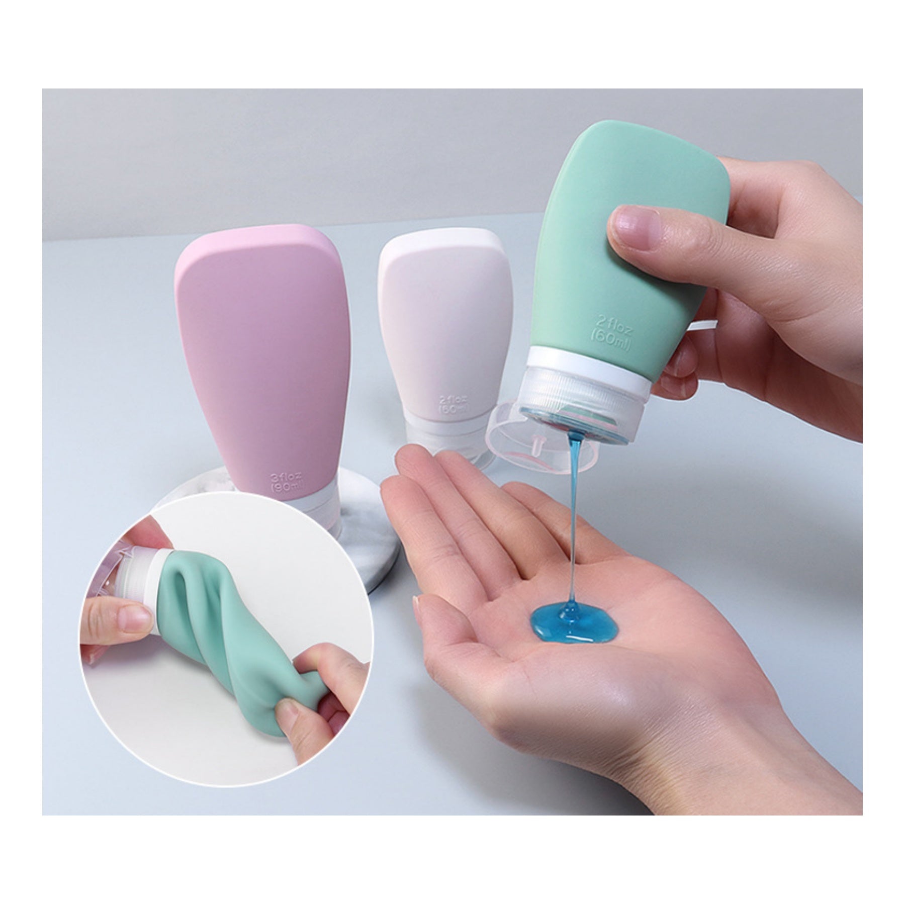 2.1Oz Leak Proof Refillable Silicone Travel Bottle