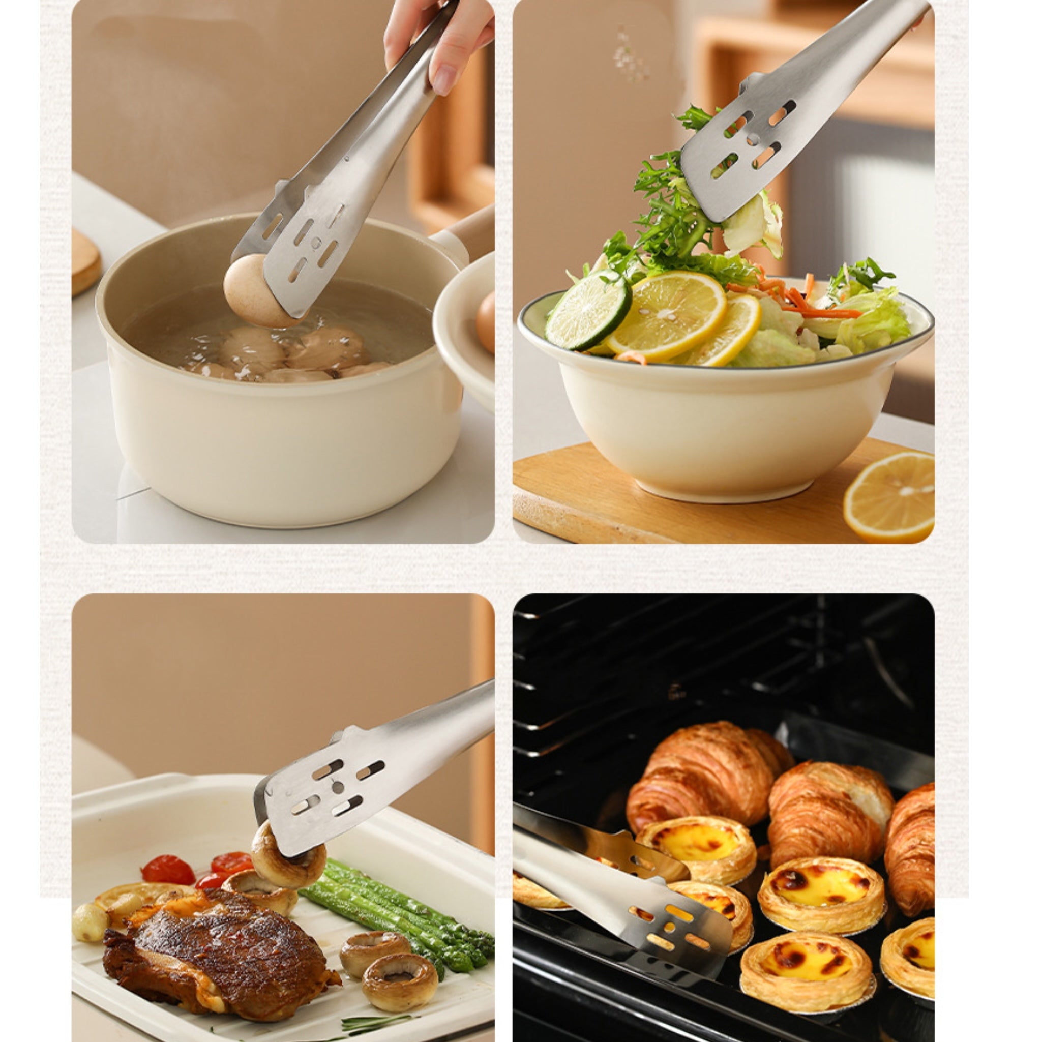 Long Handle Heat-Resistant Stainless Steel Food Tongs