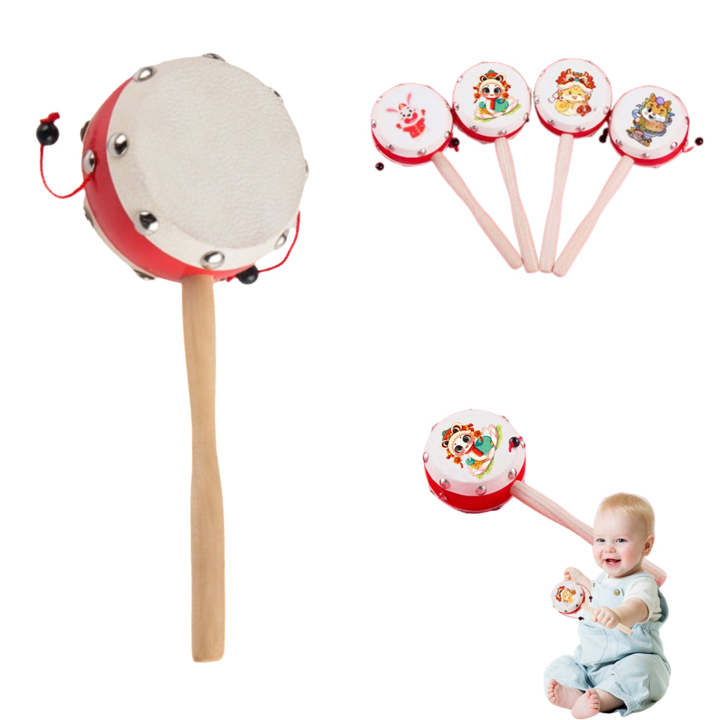 Wooden and Sheepskin Rattle