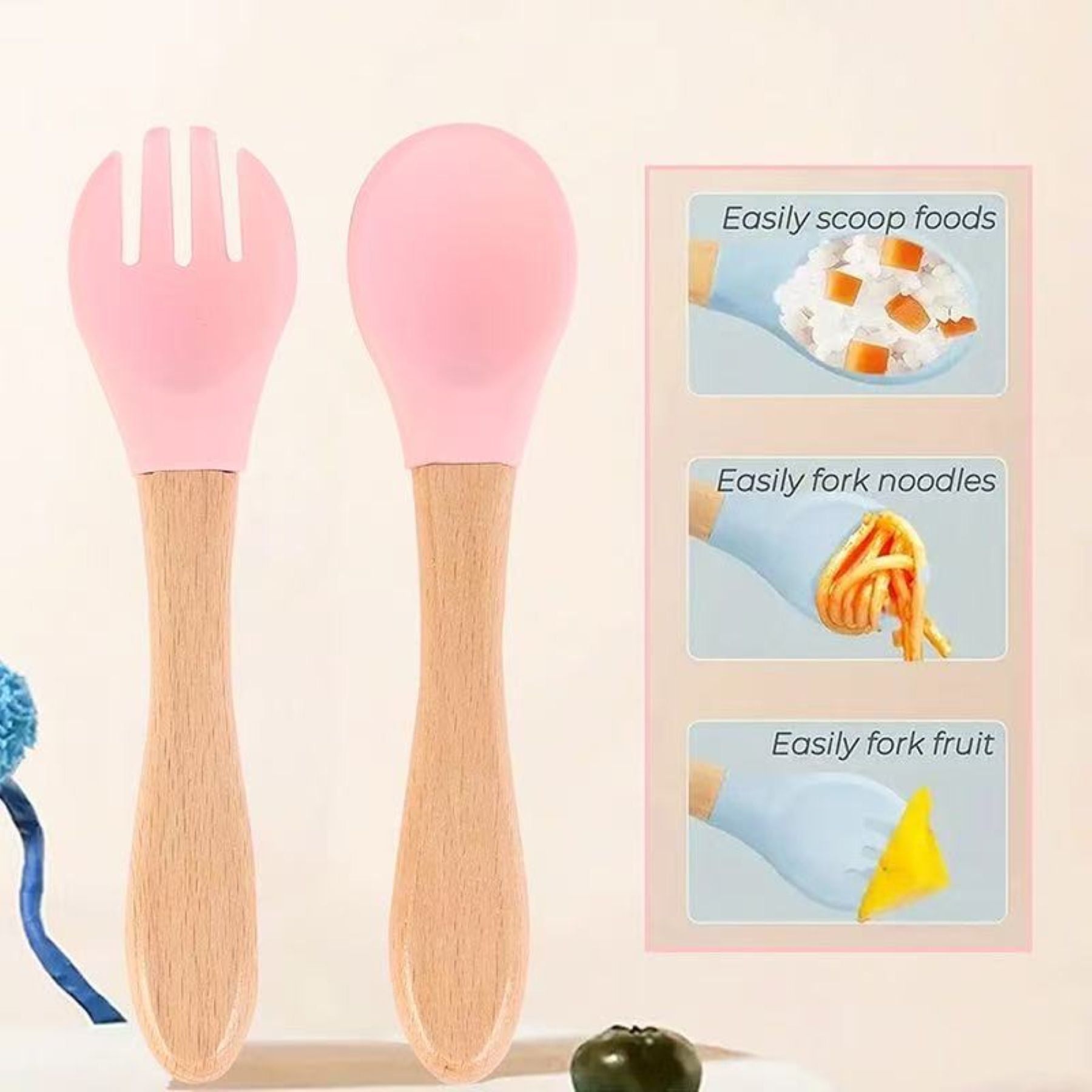 Children's Silicone Wooden Spoon