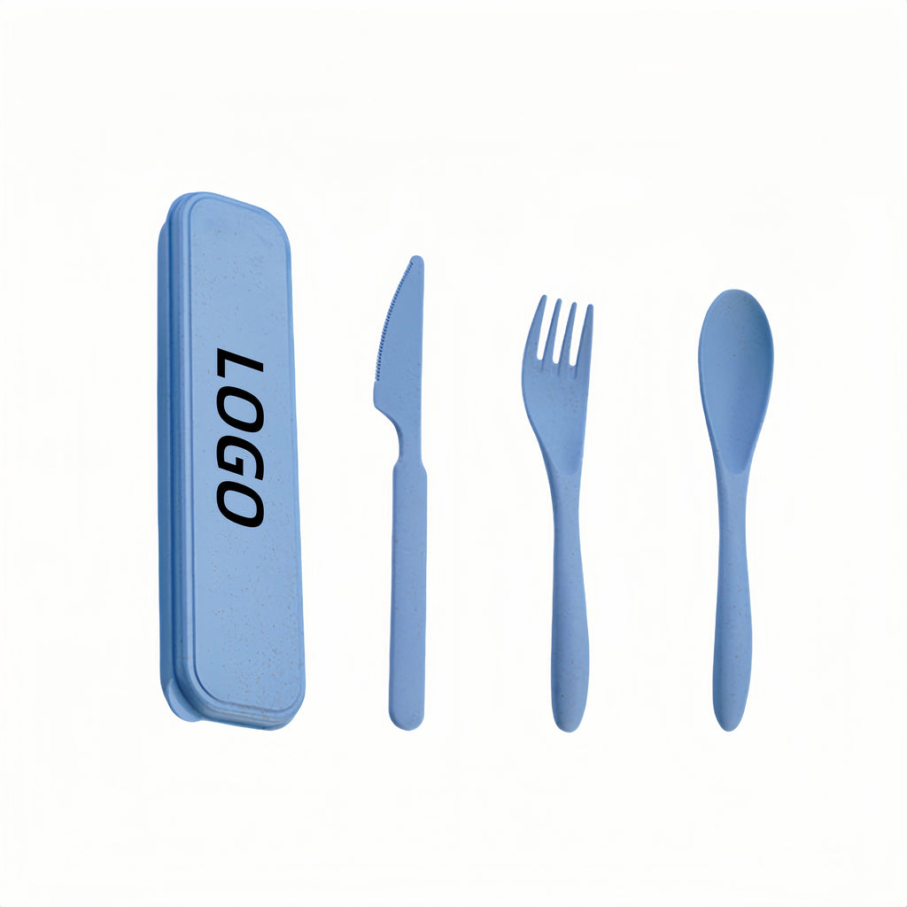 Colorful Portable Four-Piece Set Of Knife, Fork, Spoon And Their Case Made Of Pp Material