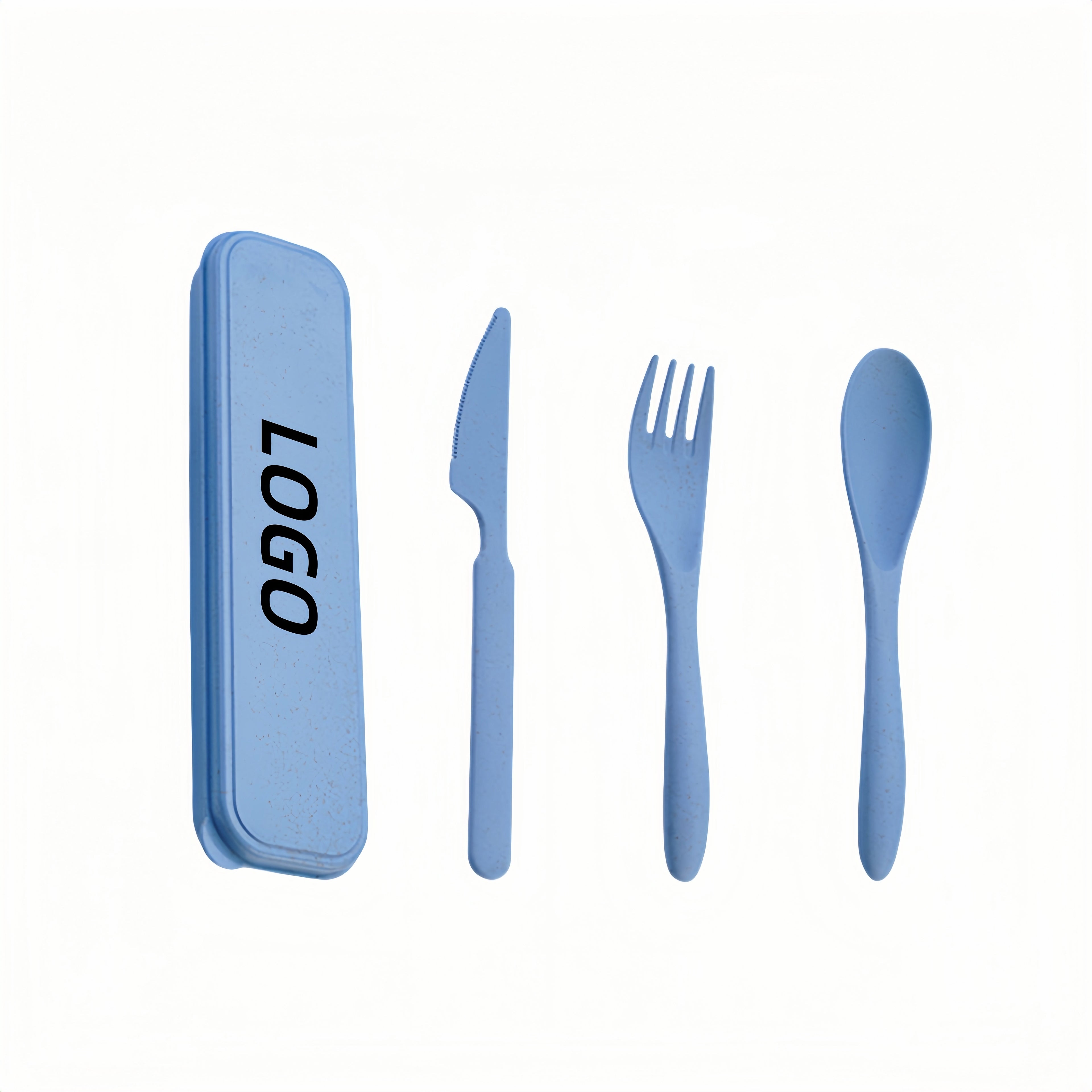 Colorful Portable Four-Piece Set Of Knife, Fork, Spoon And Their Case Made Of Pp Material