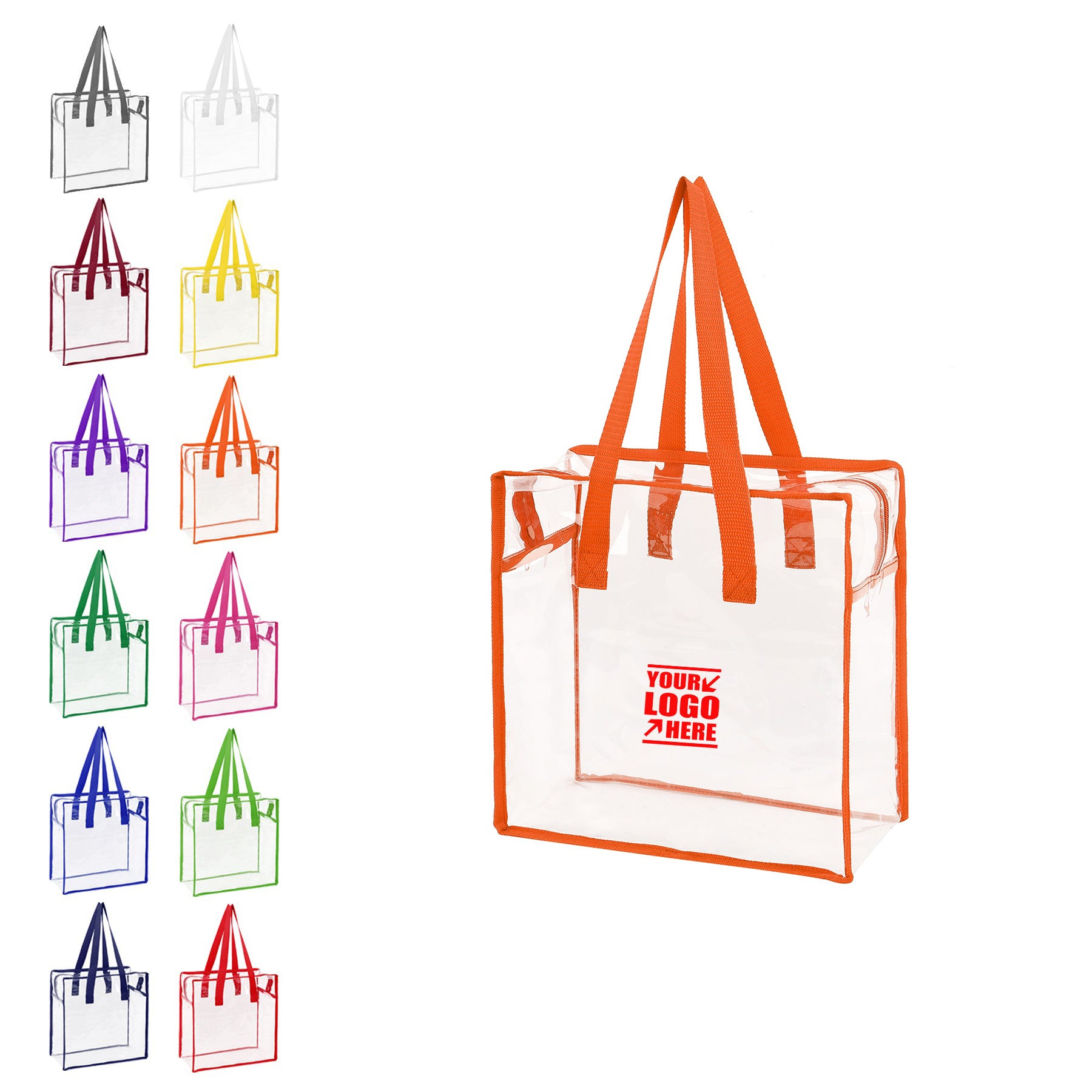 Clear Vinyl Stadium Compliant Zippered Tote Bag