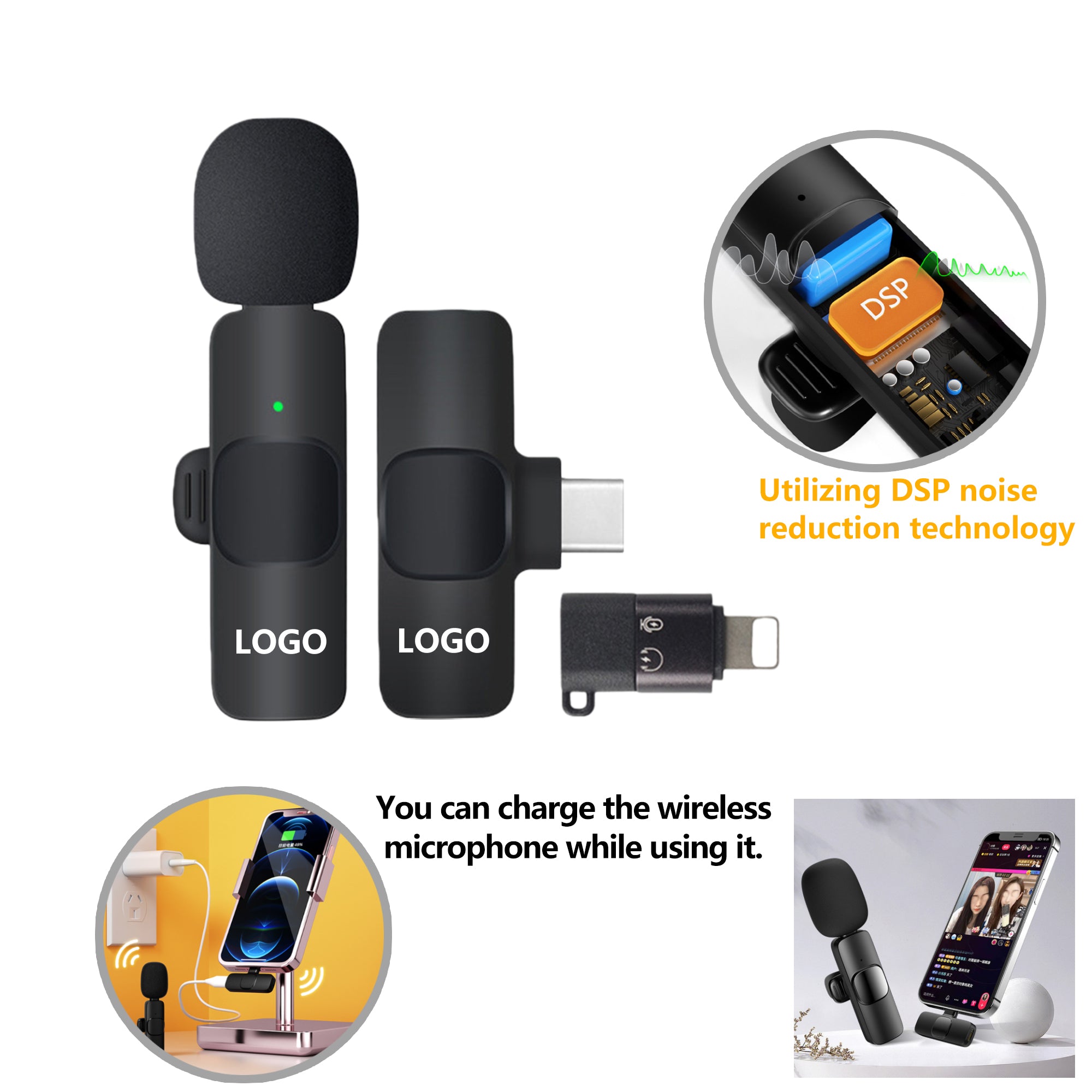Wireless Lavalier Lapel Microphone For Video Recording Vlog