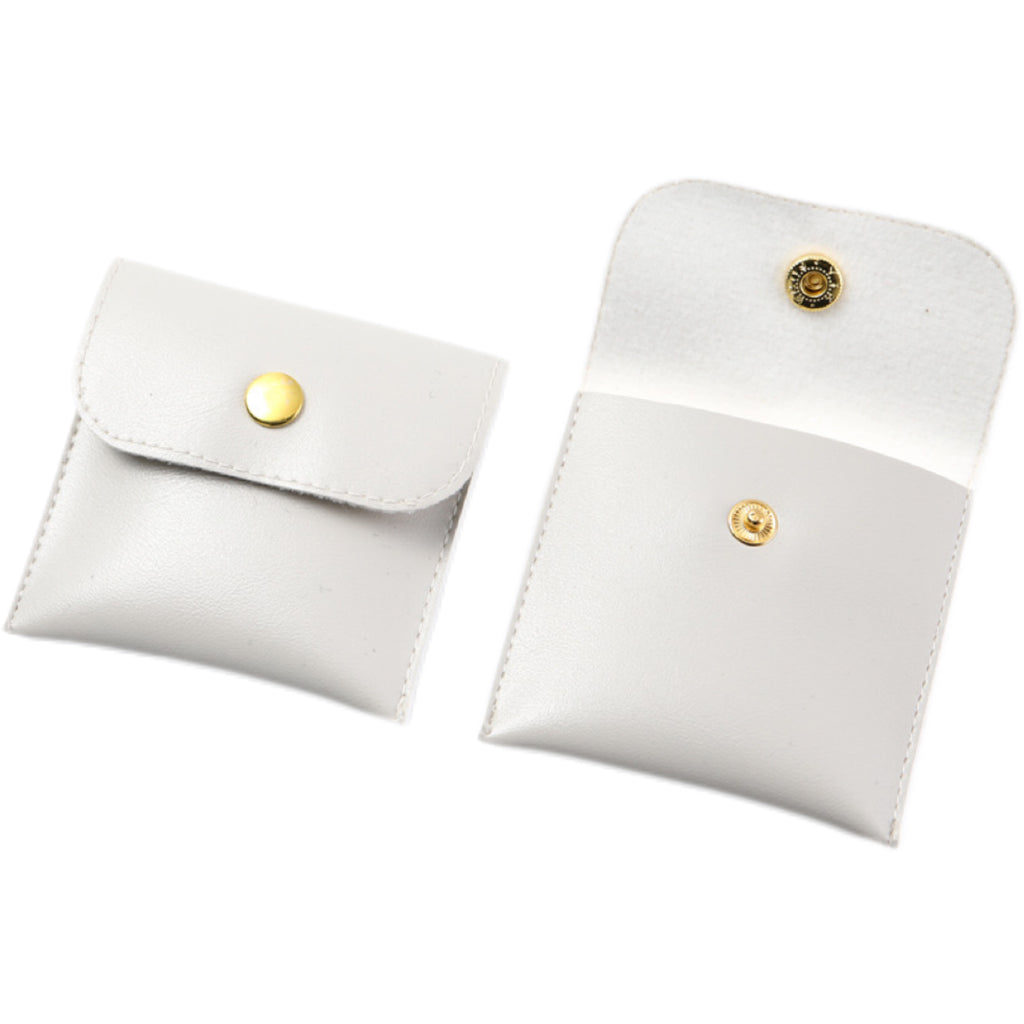 PU Leather Snap Button Jewelry Storage Pouch