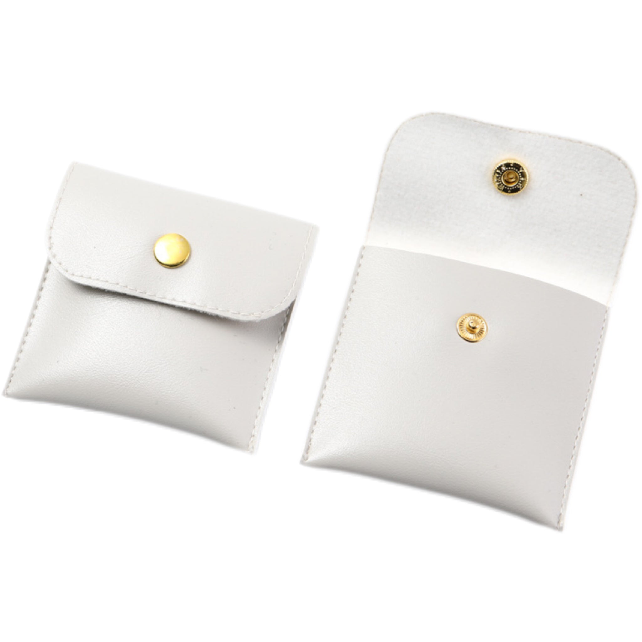 PU Leather Snap Button Jewelry Storage Pouch