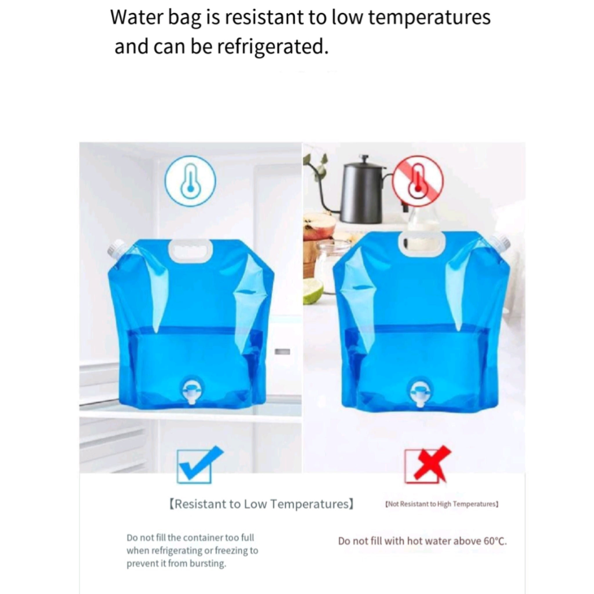 Collapsible 10L Water Bag Camping Faucet For Rv Hiking