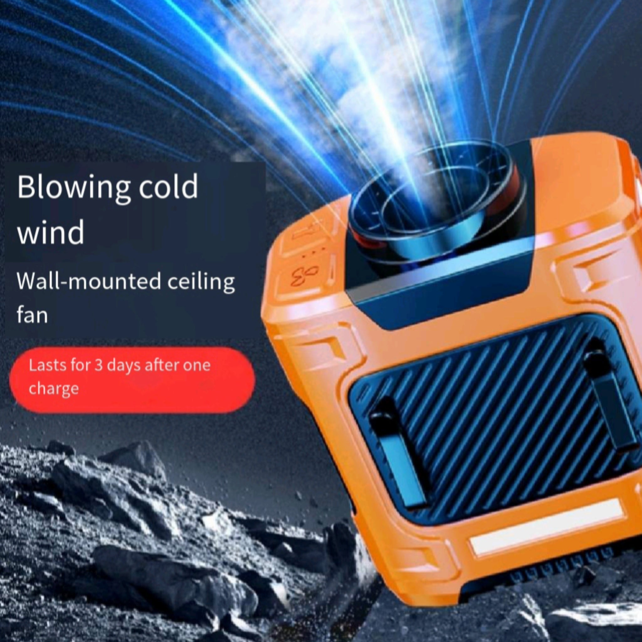 Wearable Waist Fan Outdoor Rechg Flashlight Long Last