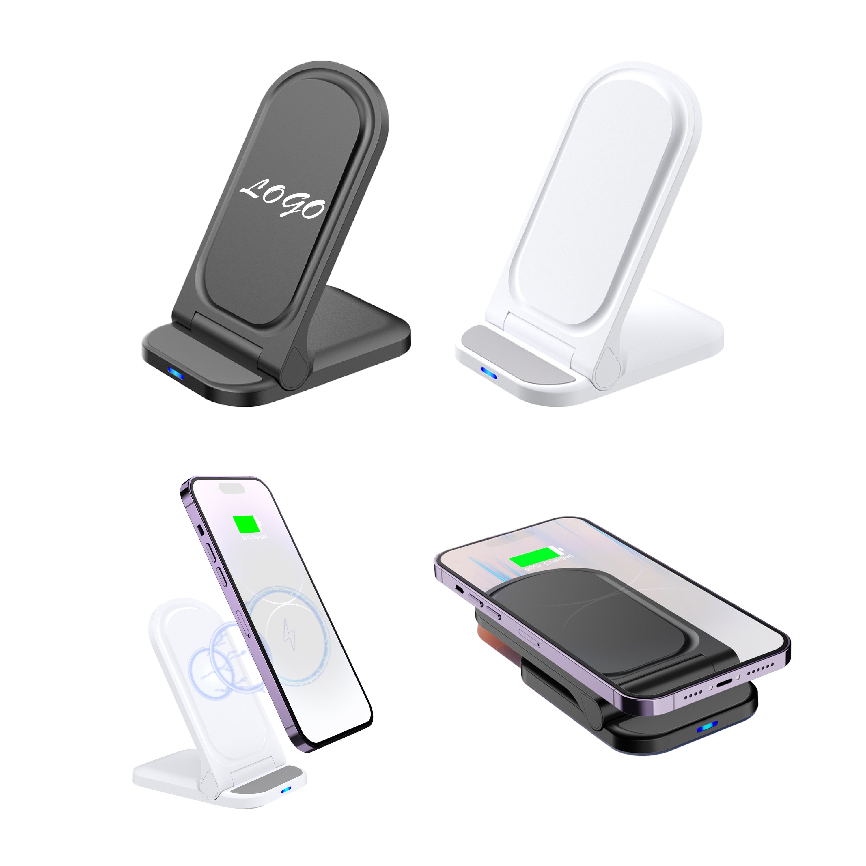 Foldable Stand Wireless Charger – 15W Fast Charging