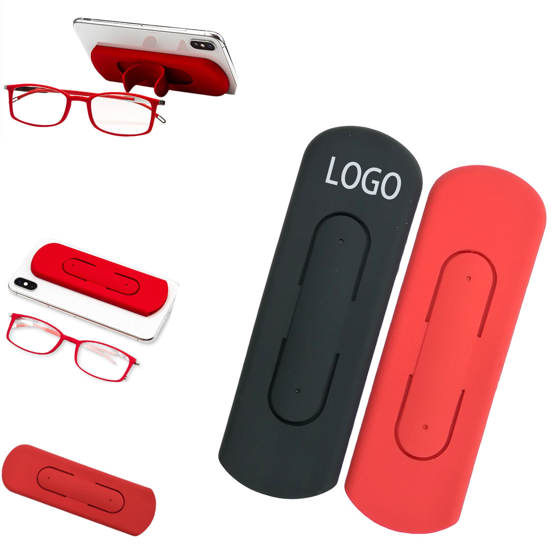 Foldable Adhesive Phone Holder Silicone Glasses Case