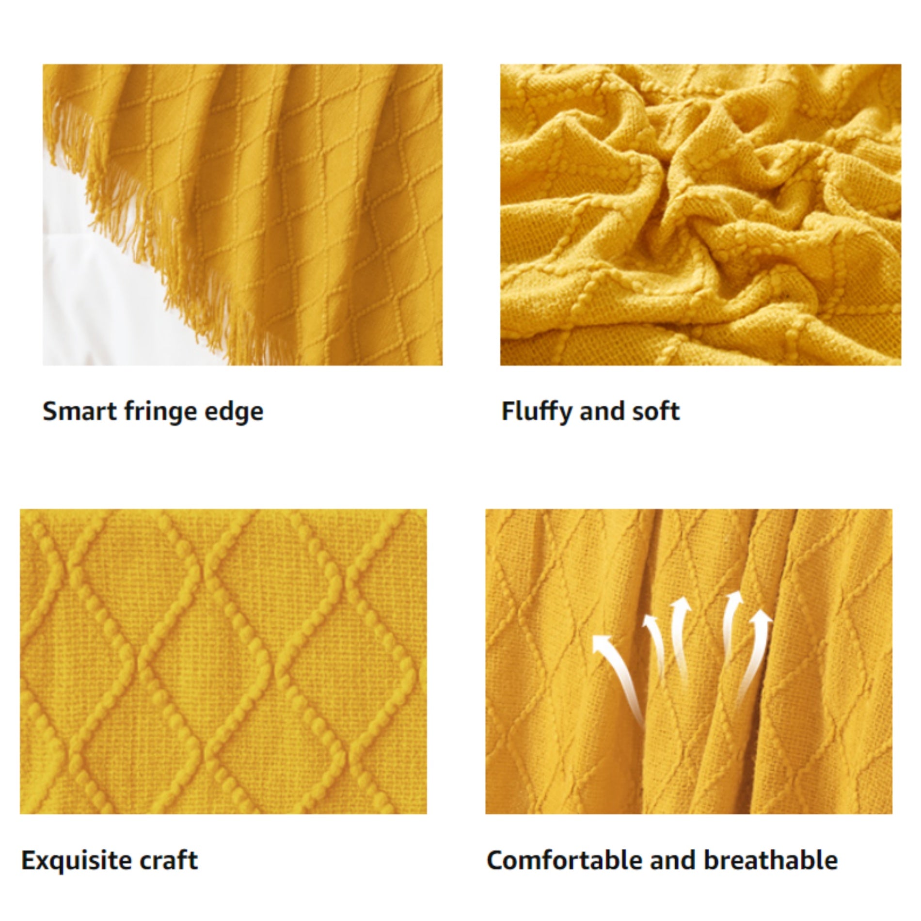 Embroidered Vintage Diamond Knitted Blanket