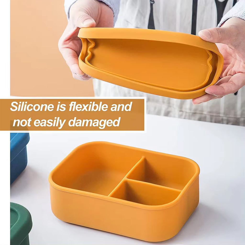 3-Compartment Silicone Lunch Box Lunch Container