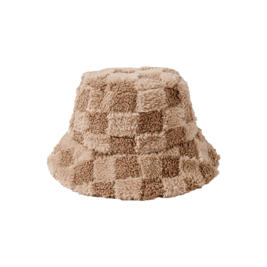 Furry Bucket Hat Checkerboard Fisherman'S Hat
