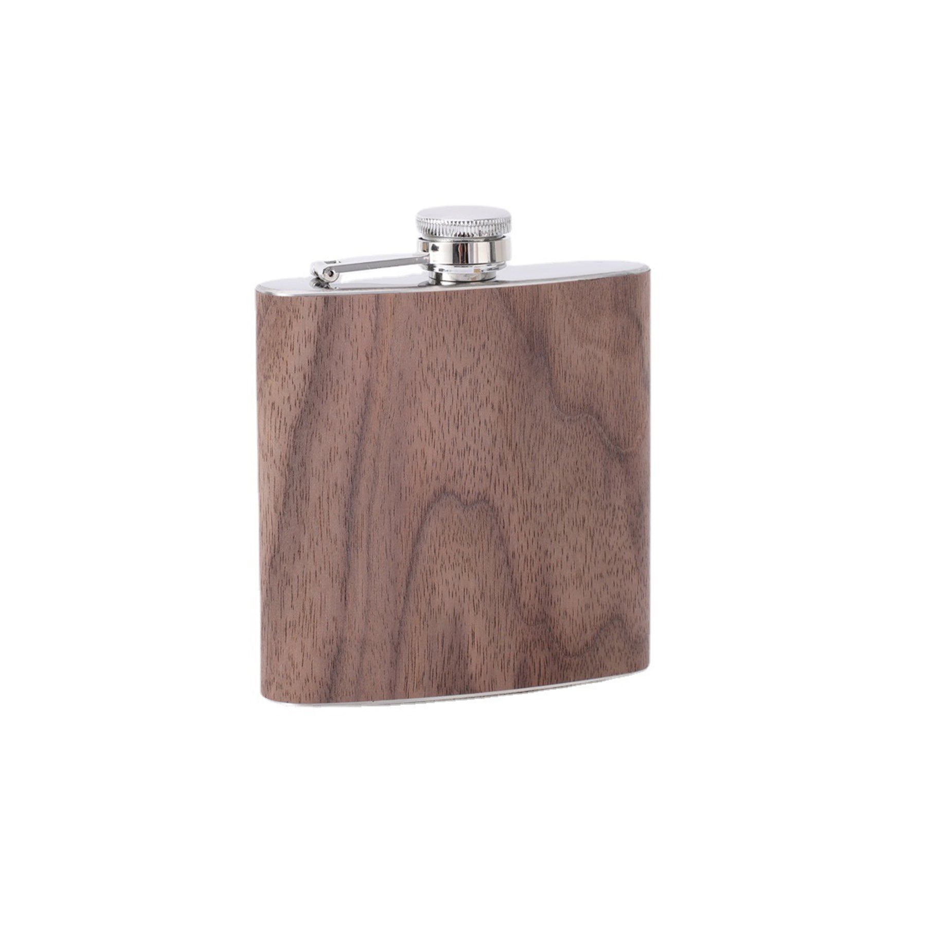 Stainless Steel Hip Flask With Wood Grain Finish