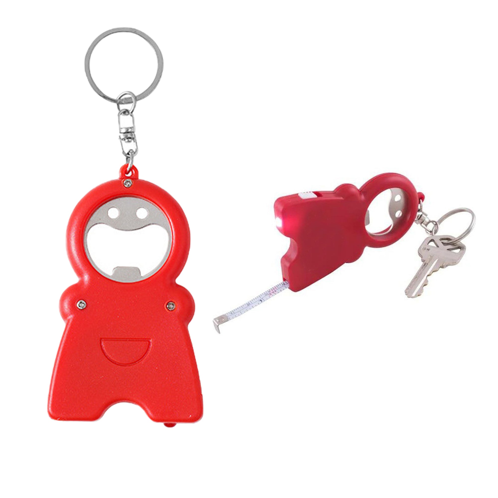 Plastic Keychain-Led Light, Tape Measure & Bottle Opener