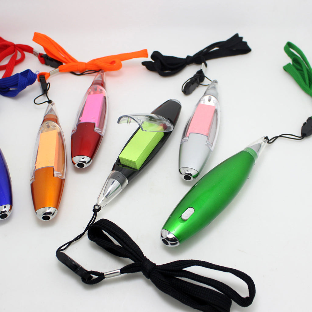 Multi-functional Color LED Light Lanyard Note Paper Pen