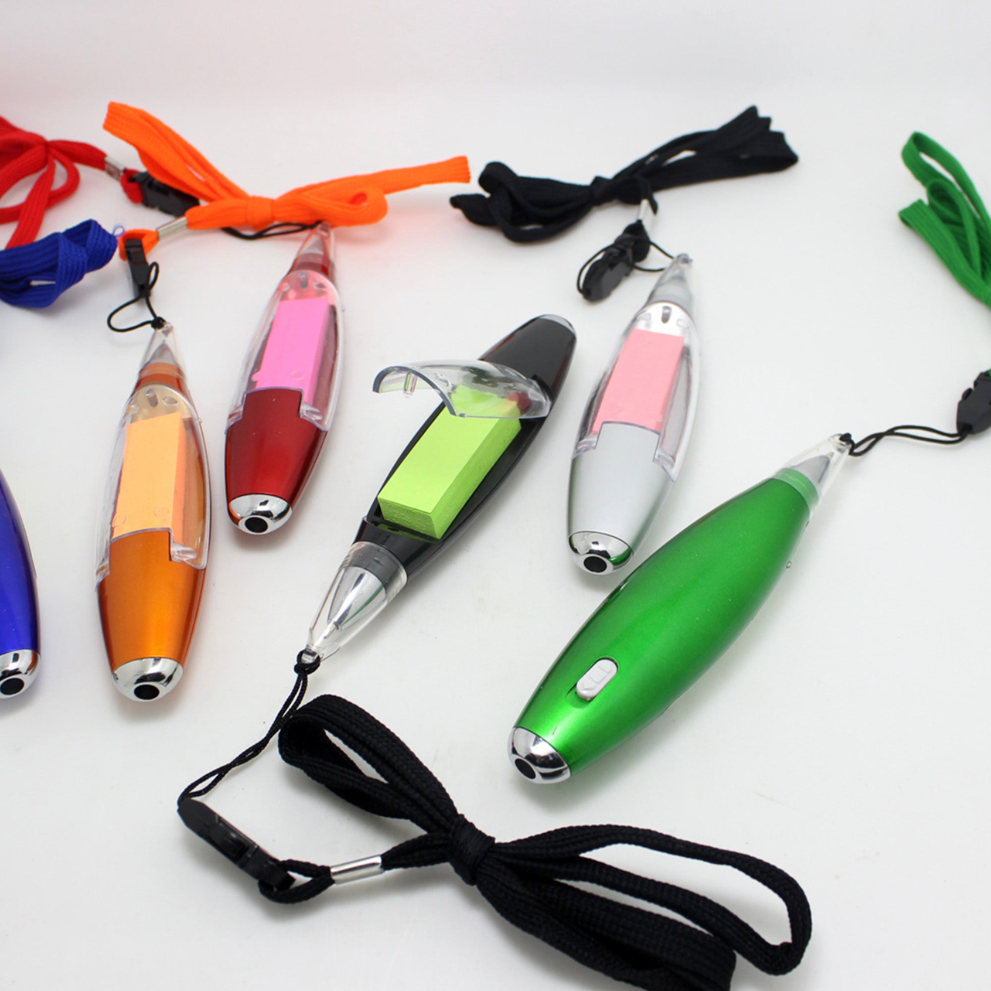 Multi-functional Color LED Light Lanyard Note Paper Pen
