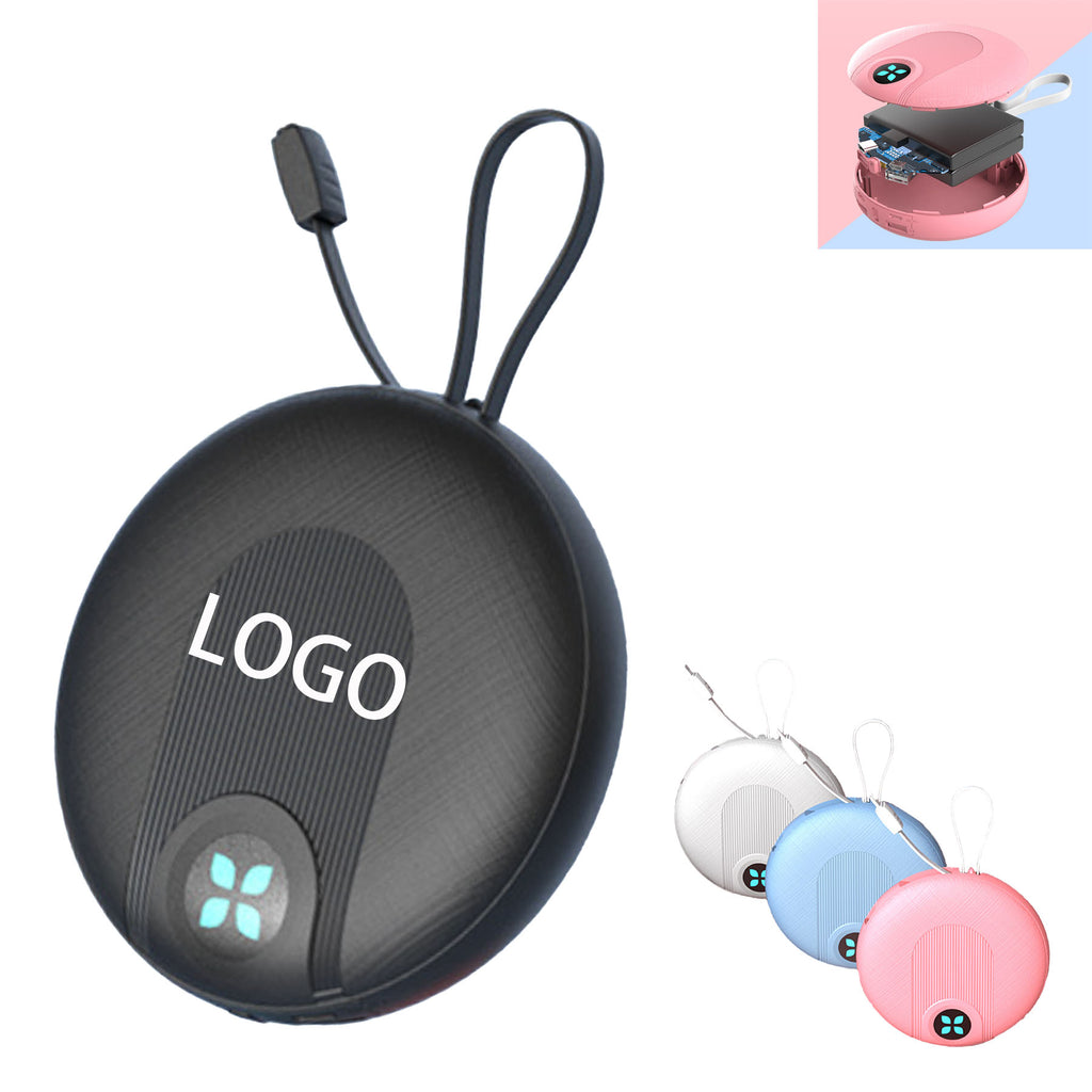 5000mAh Mini Portable Power Bank with Strap and Built-in Cable
