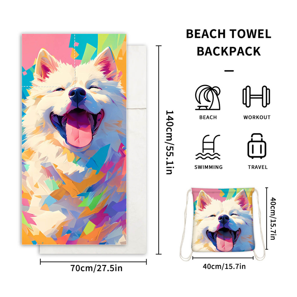 2 in 1 Foldable Printed Beach and Bath Towel