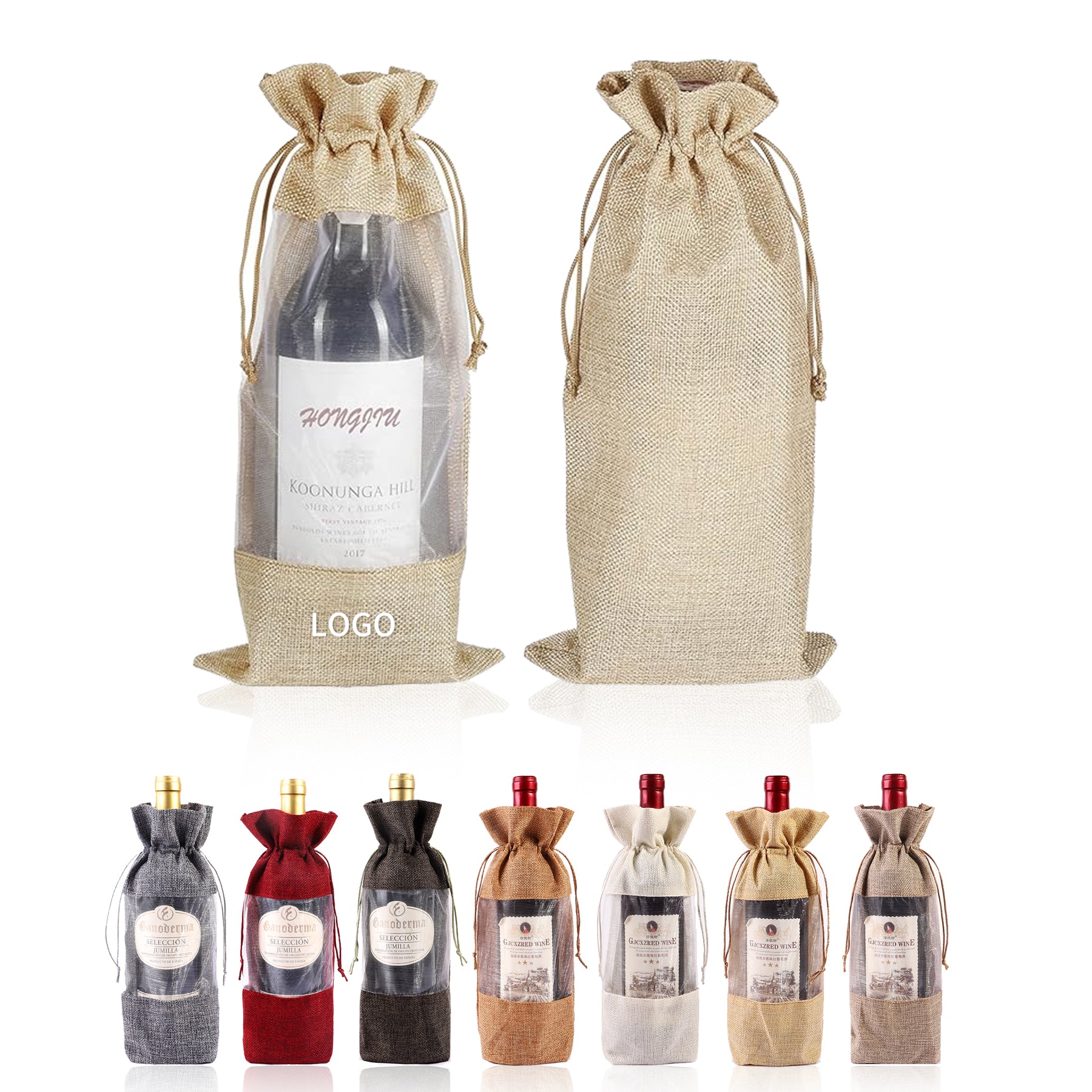 Sheer Window Organza Hessian Drawstring Gift Bags