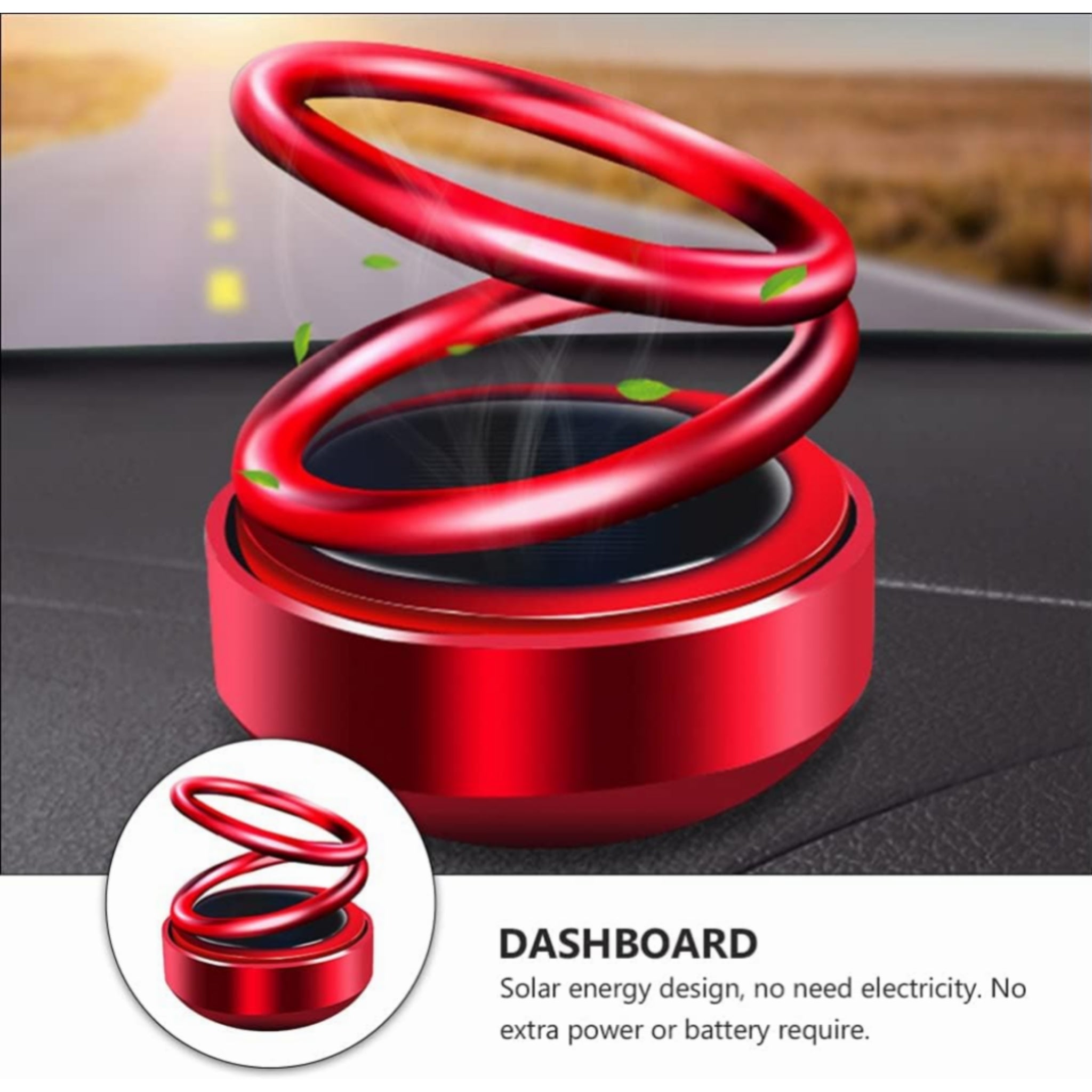 Solar - Powered Double - Ring Floating Car Ornament