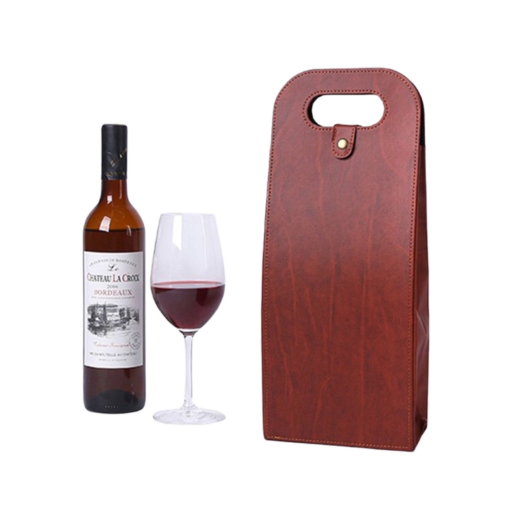 Reusable Double Bottle Leather Wine Tote Bag
