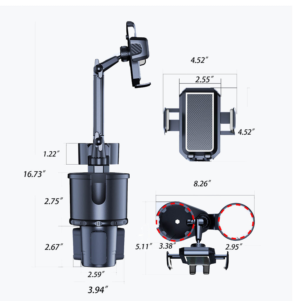 Multifunctional Car Cup Holder With Phone Holder