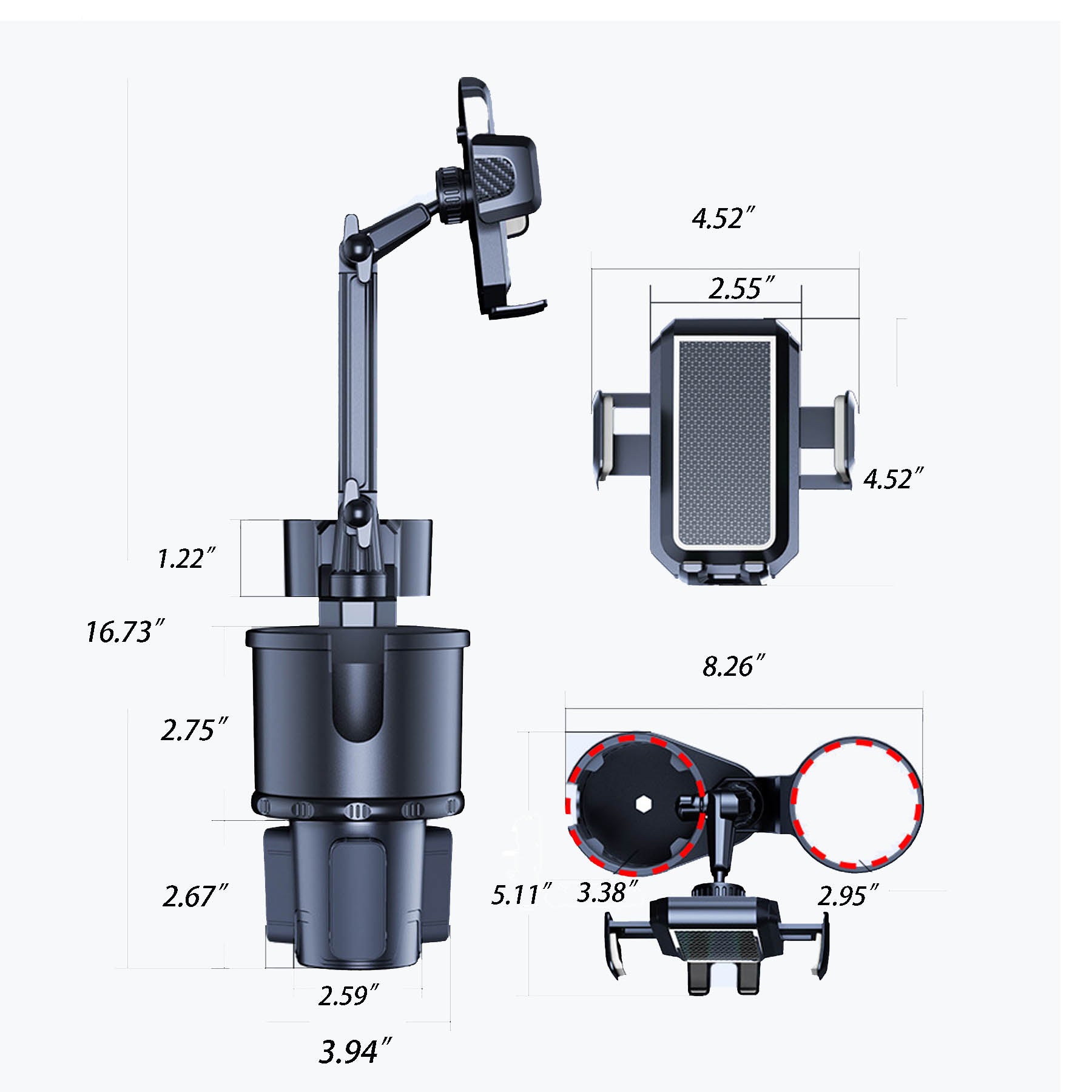 Multifunctional Car Cup Holder With Phone Holder