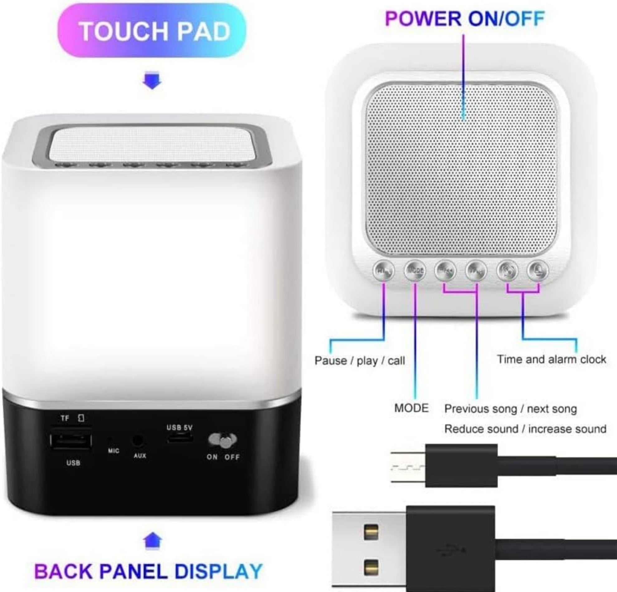Led Color Light Portable Bluetooth Wireless Speaker