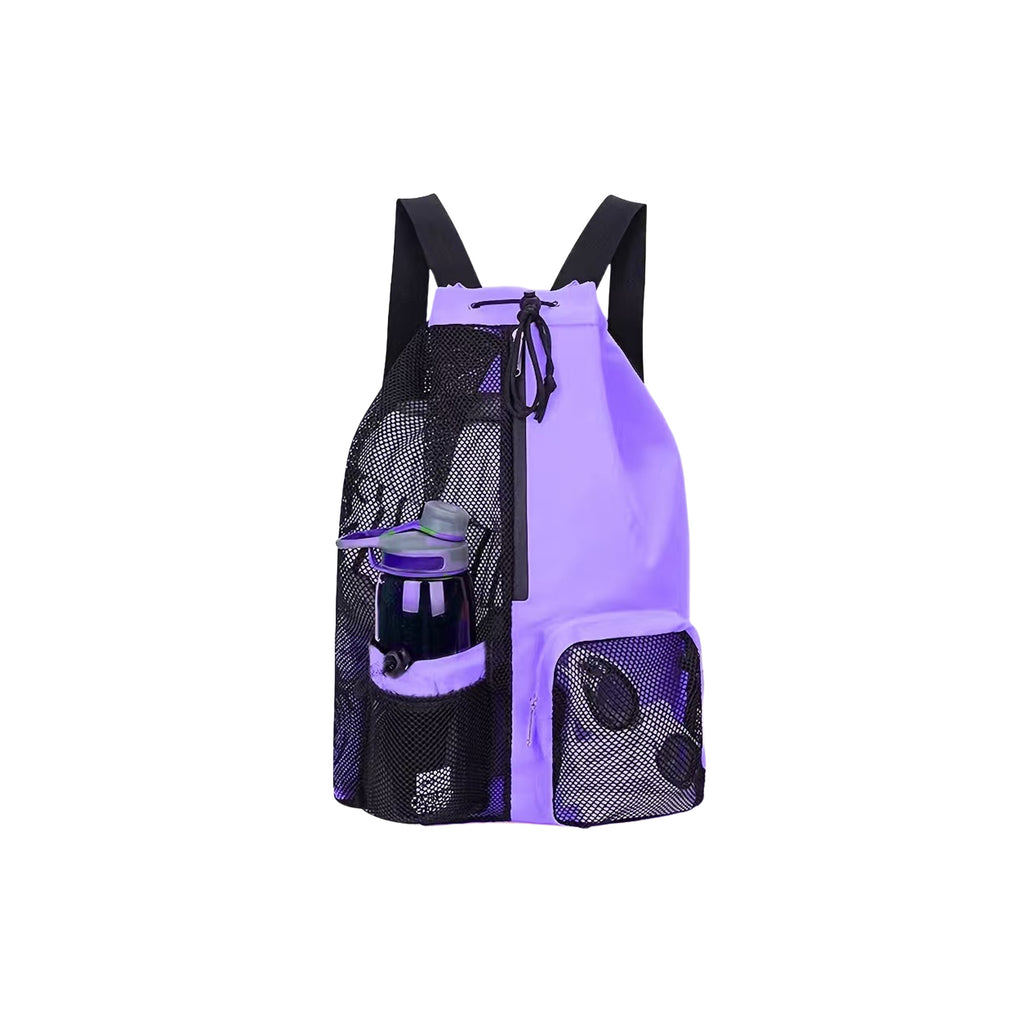 Mesh Drawstring Swim Bag With Wet Pocket For Beach