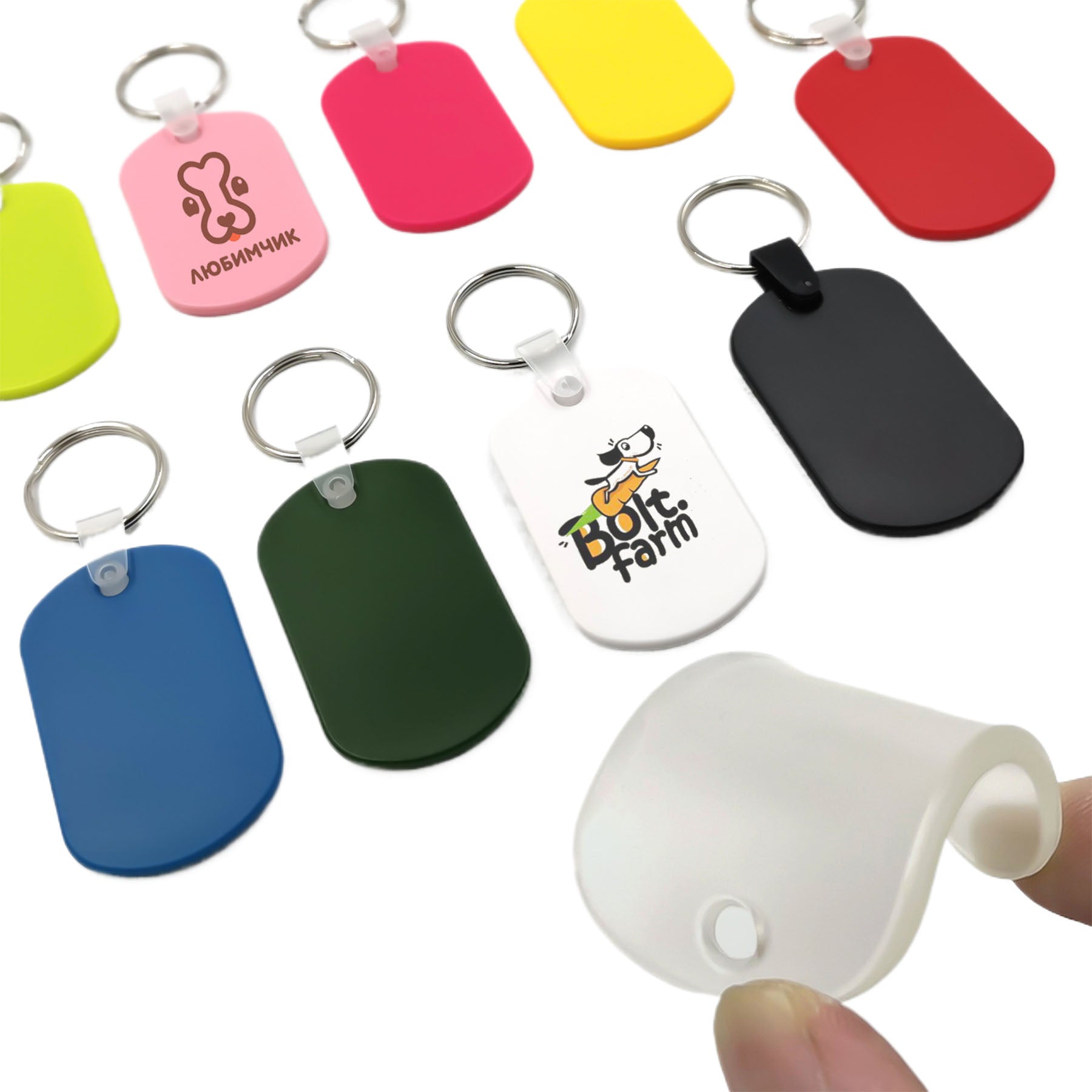 PVC Soft Material Pet Key Tag With Ring