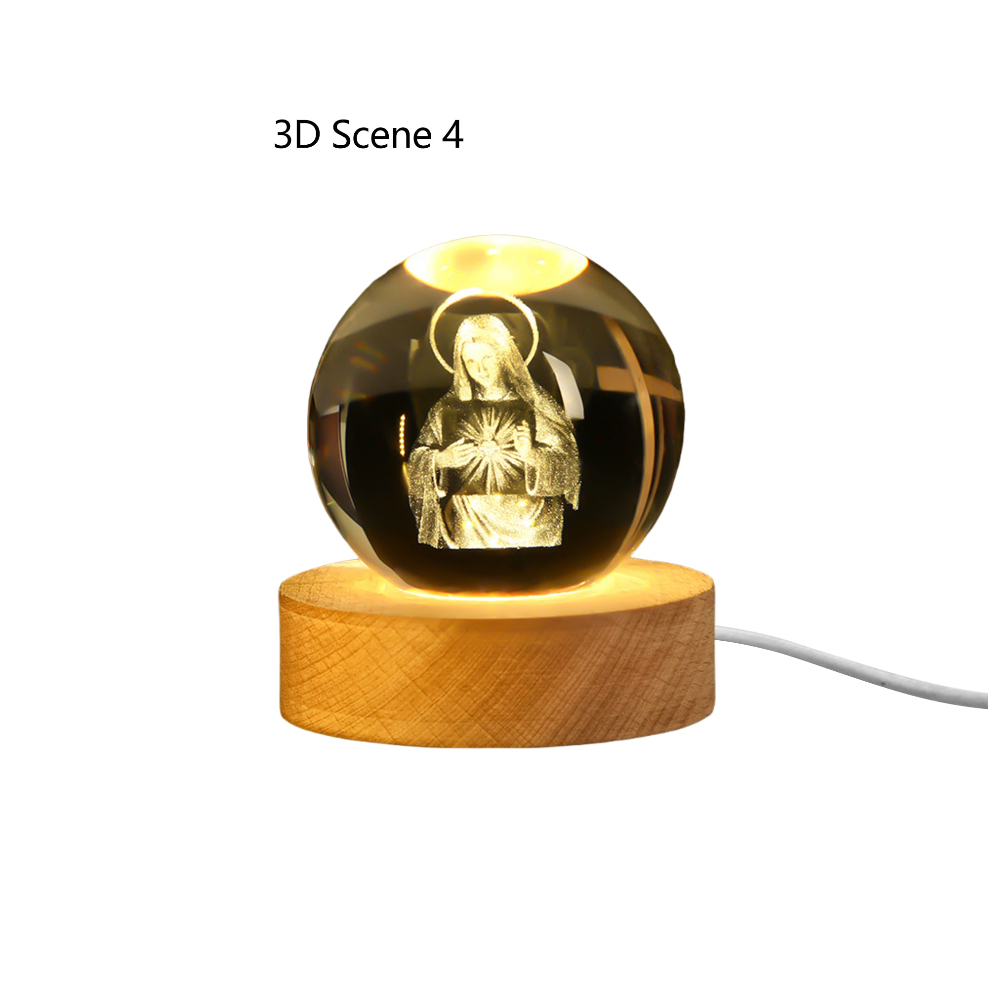 3D Crystal Night Light With Wooden Base Gifts For Christians