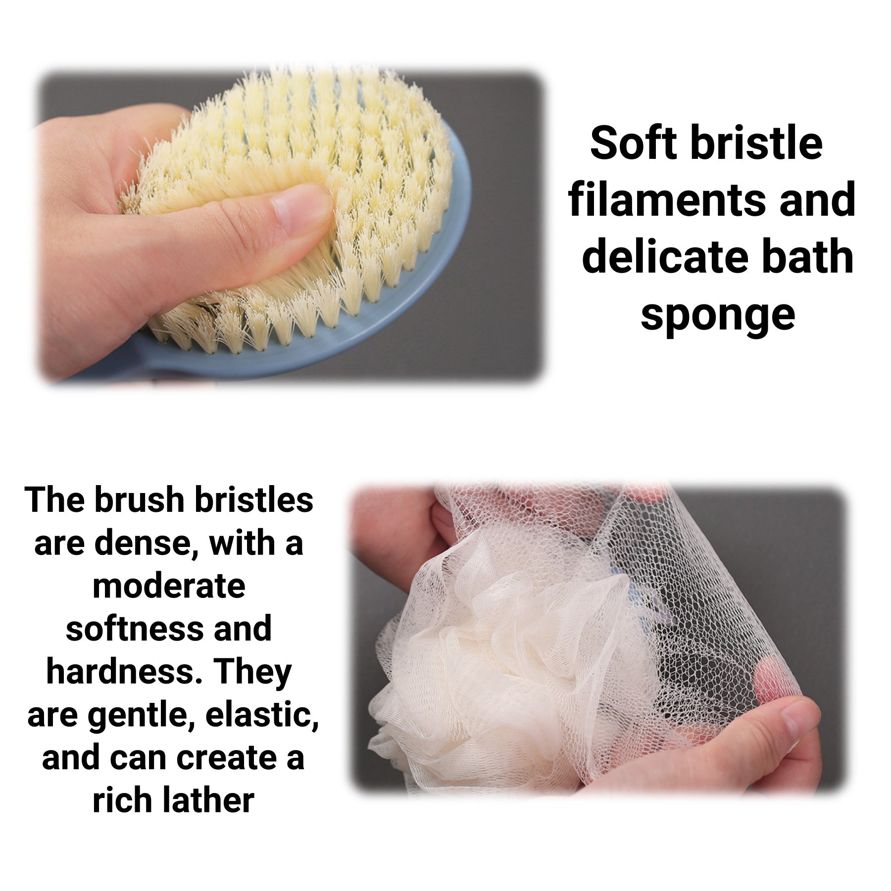 Long - Handled Soft - Bristle Bath Scrubber
