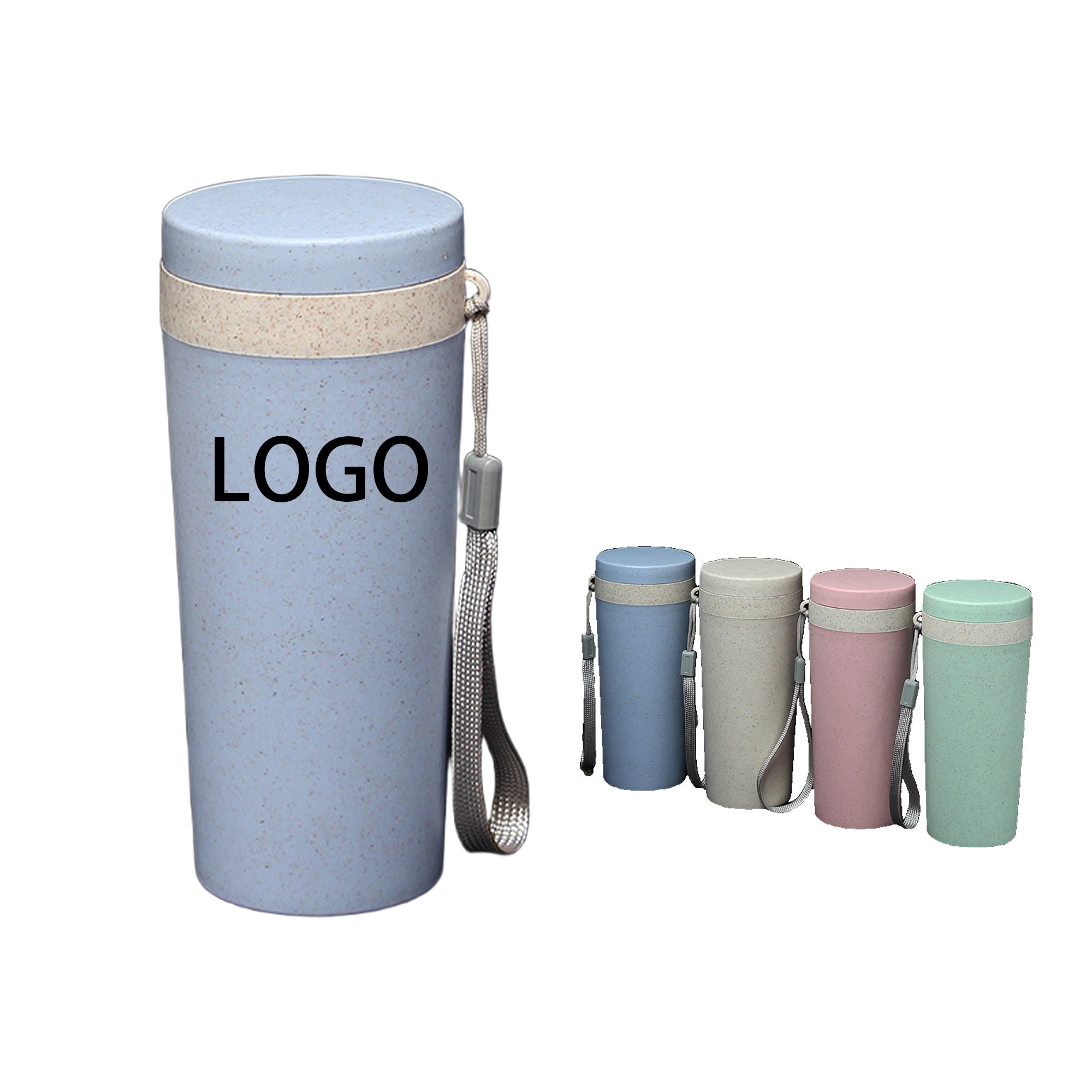 Solid-Color Wheat Straw Double-Layer Water Cup