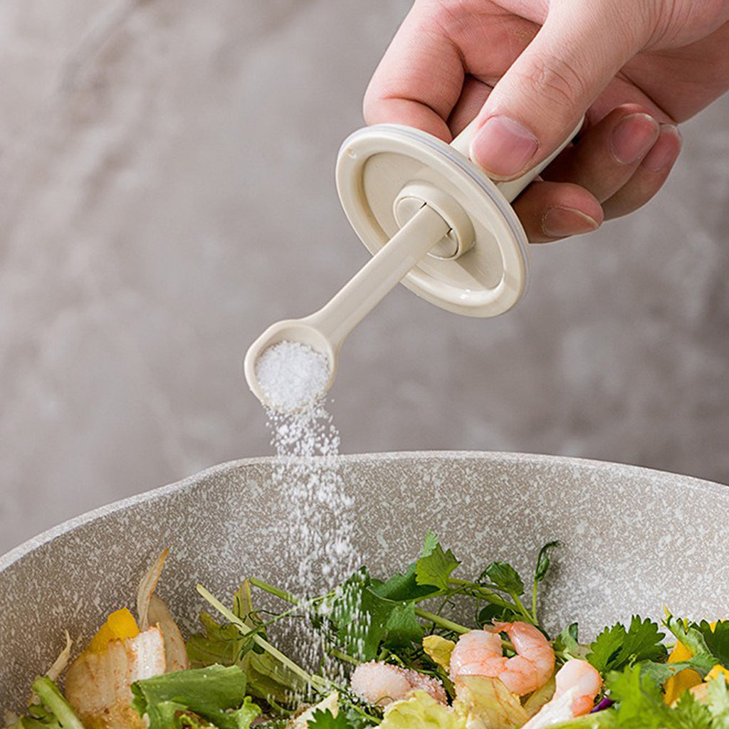 Glass Seasoning Jar With Retractable Spoon Lid