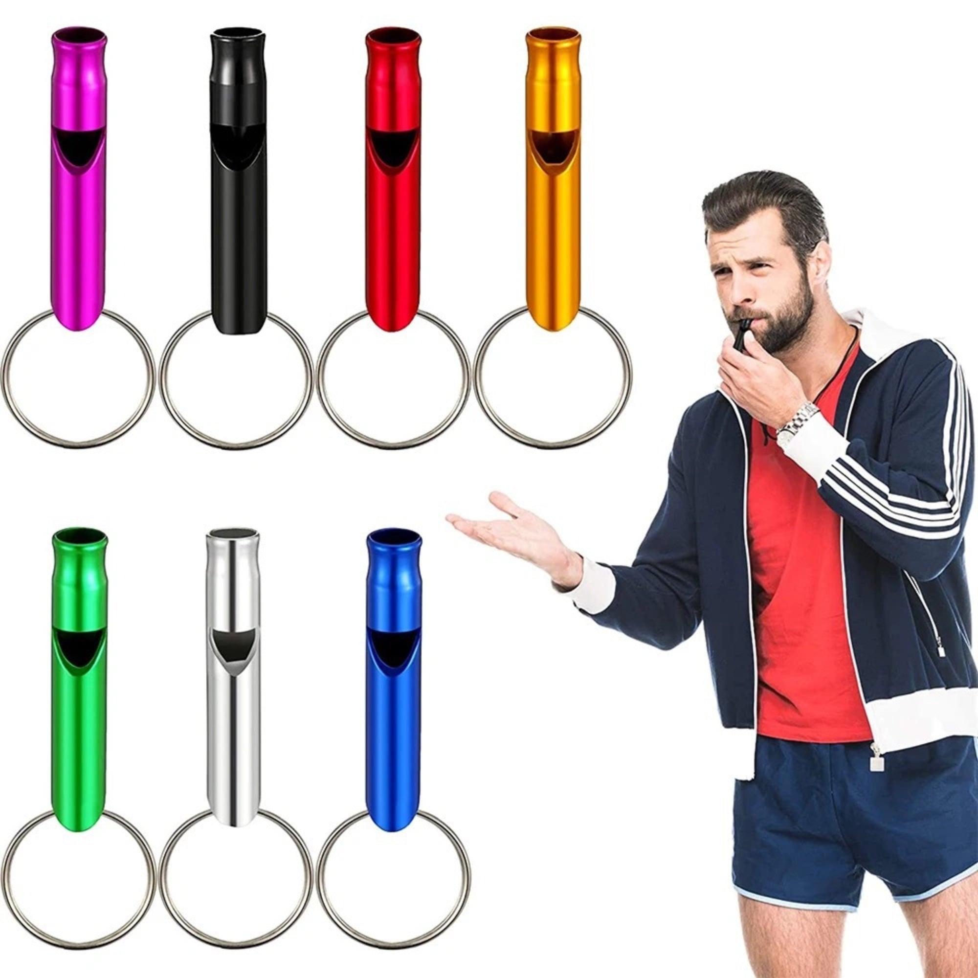 Aluminum Metal Whistle Key Chain