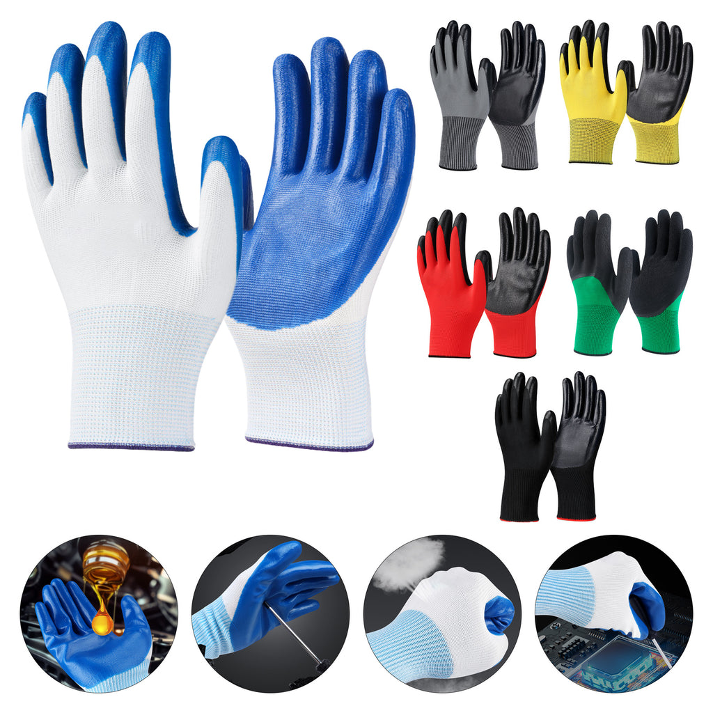 Blue & White Palm-Coated Gloves
