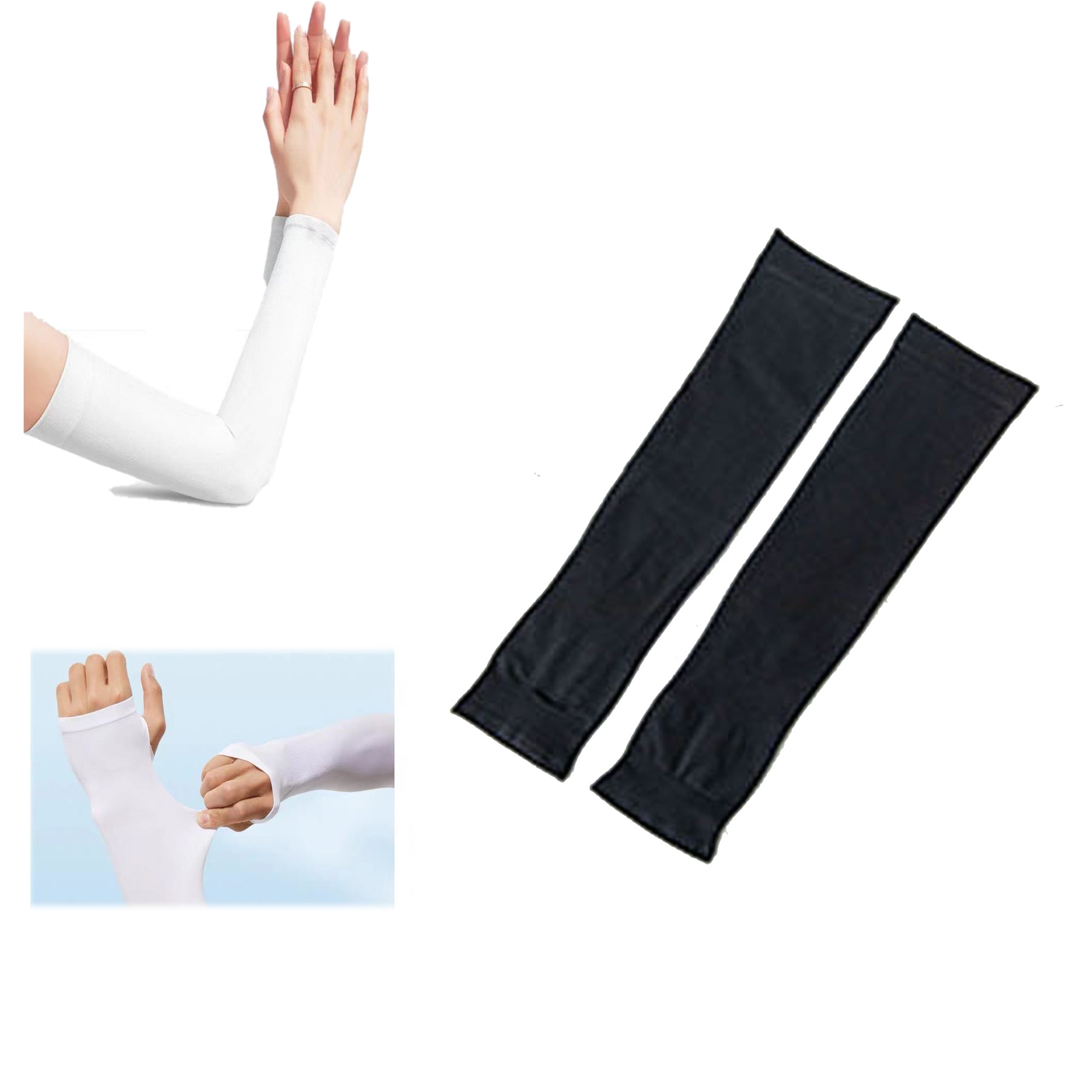 Solid Color Men's and Women's Ice Silk Sleeves for Summer UV Protection