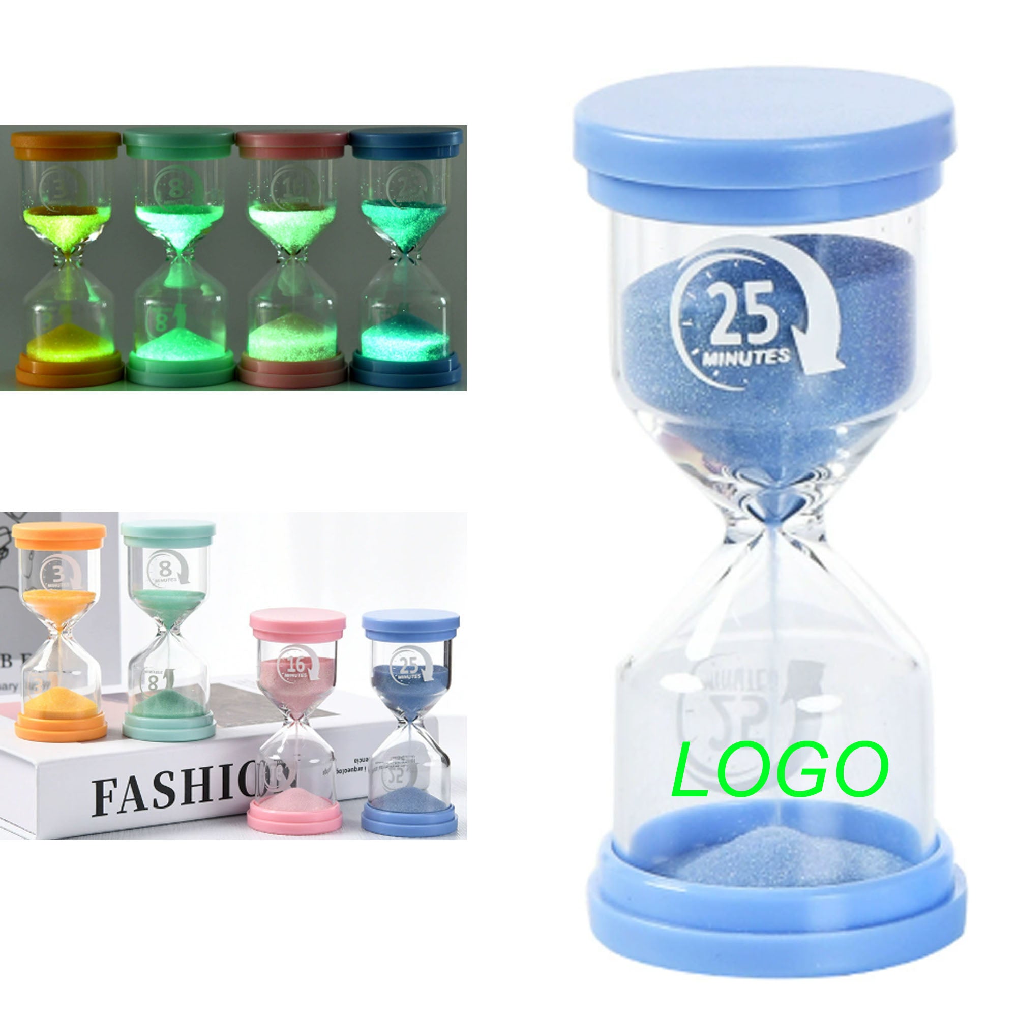 Luminous Borosilicate Glass Hourglass Timer Sandglass Decor
