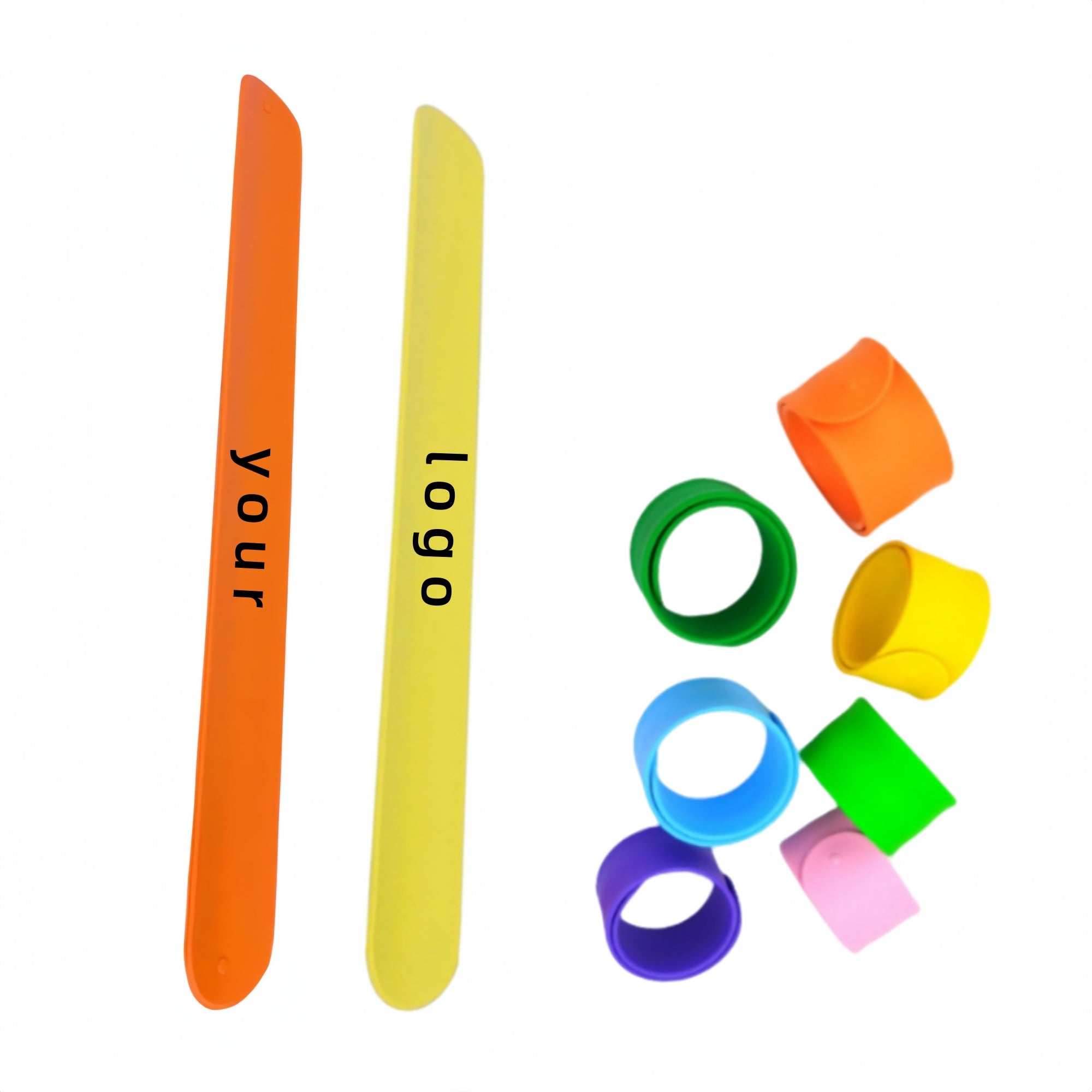 Customizable Solid Color Silicone Slap Bracelet