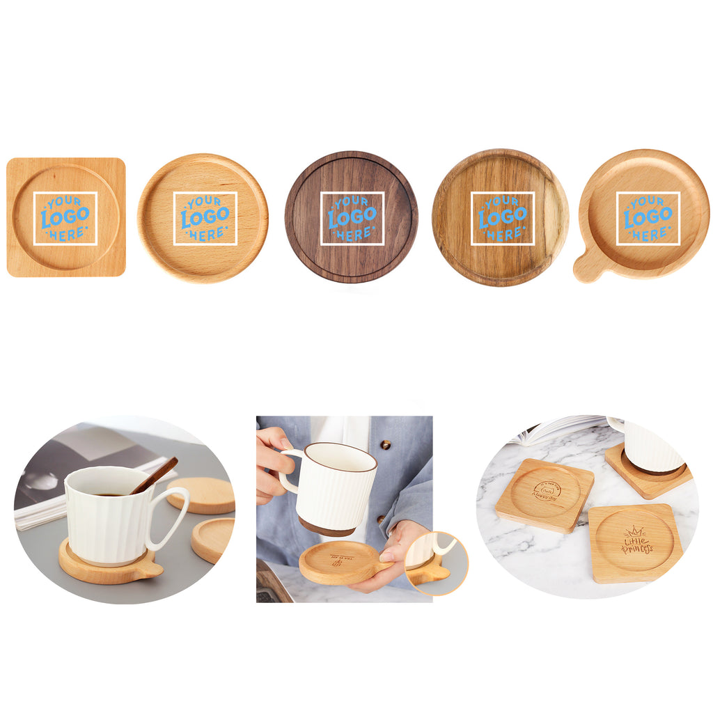 Wooden Coaster Set of 5 - Beech, Acacia, And Walnut Wood