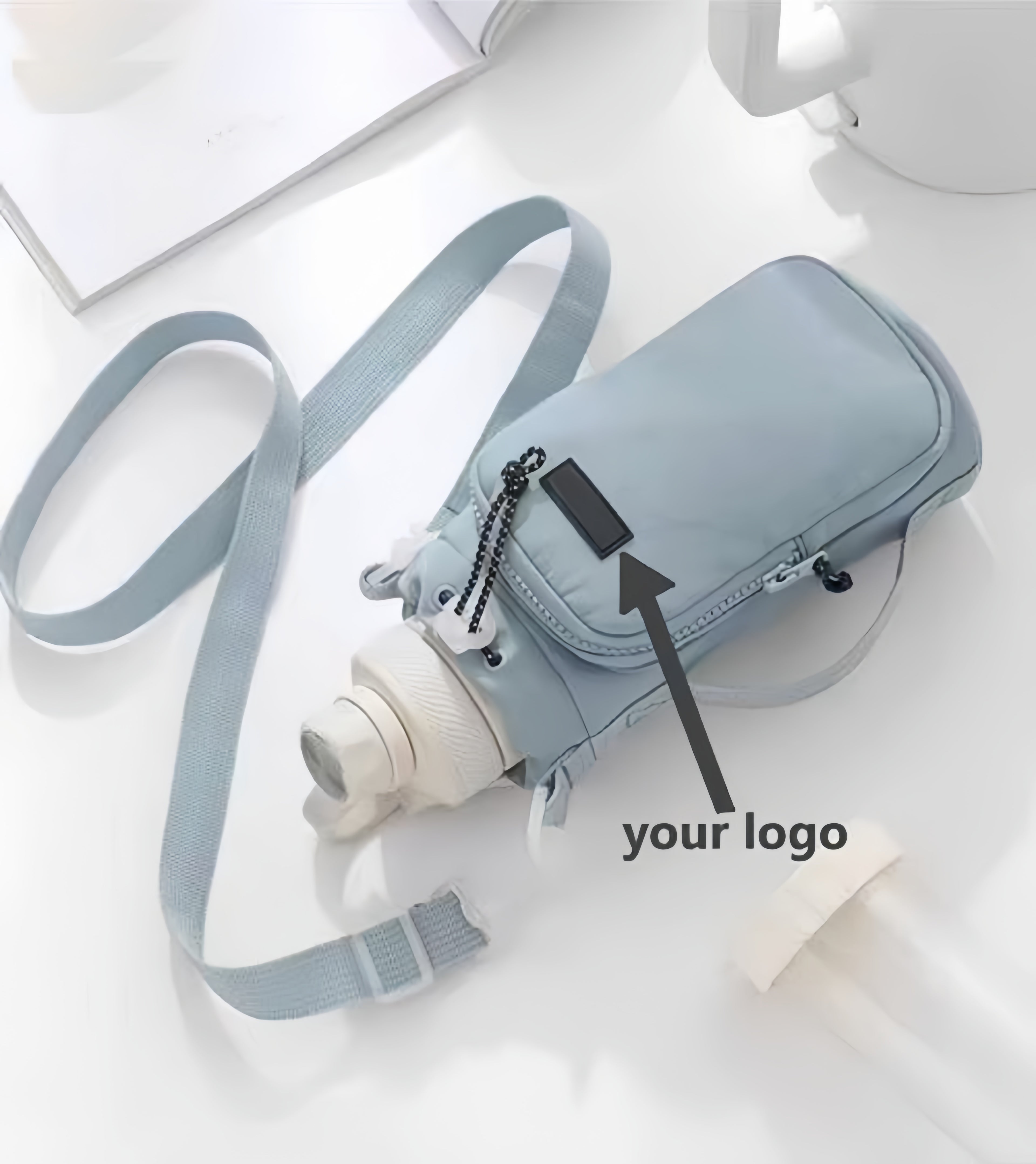 Custom Printing Logo Nylon Crossbody Water Bottle Bag Cup Sleeve